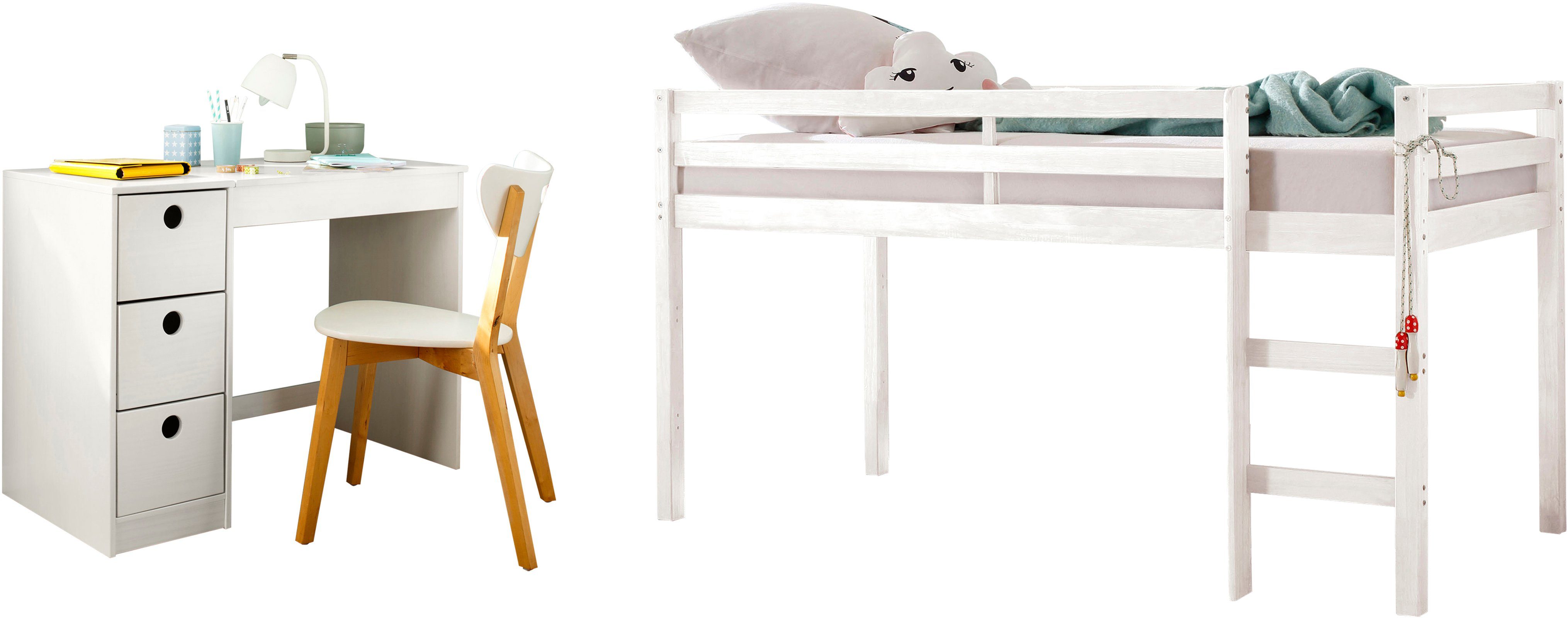 OTTO home Hochbett Alpi aus schönem massivem Kiefernholz, Außenmaßenbreite 103 cm