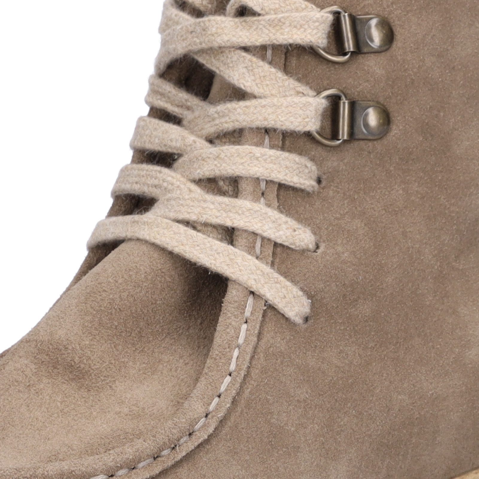 MIDS MOLLY Damen Schnürboots Velourleder Taupe mit Mokassinnaht, Bergsteigerösen & Kunstfellfutter – Bild 5 von 5