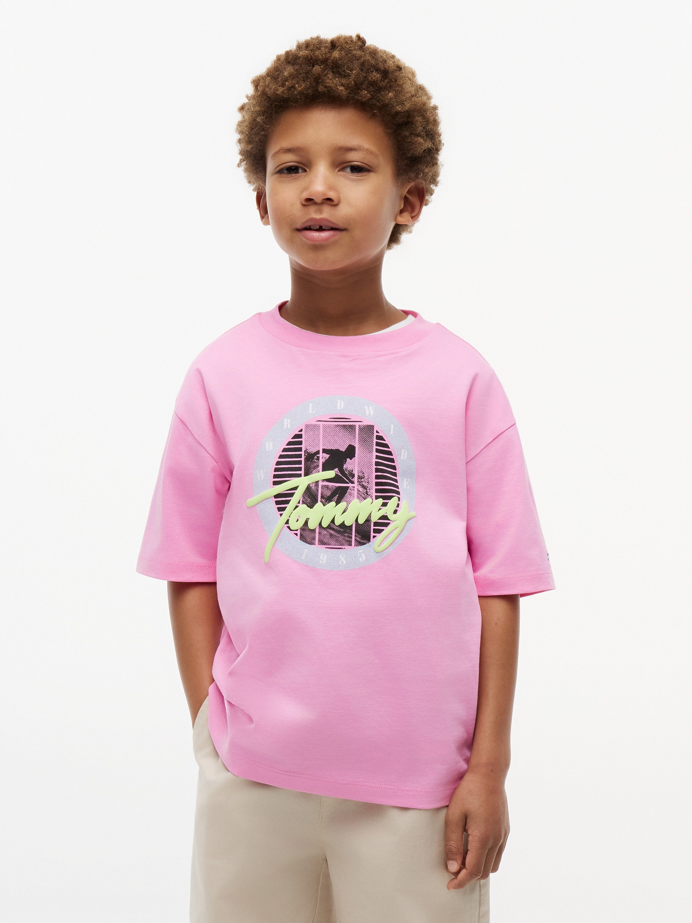 Tommy Hilfiger T-Shirt für Kinder bis 16 Jahre, Regular Fit, cooler Druck