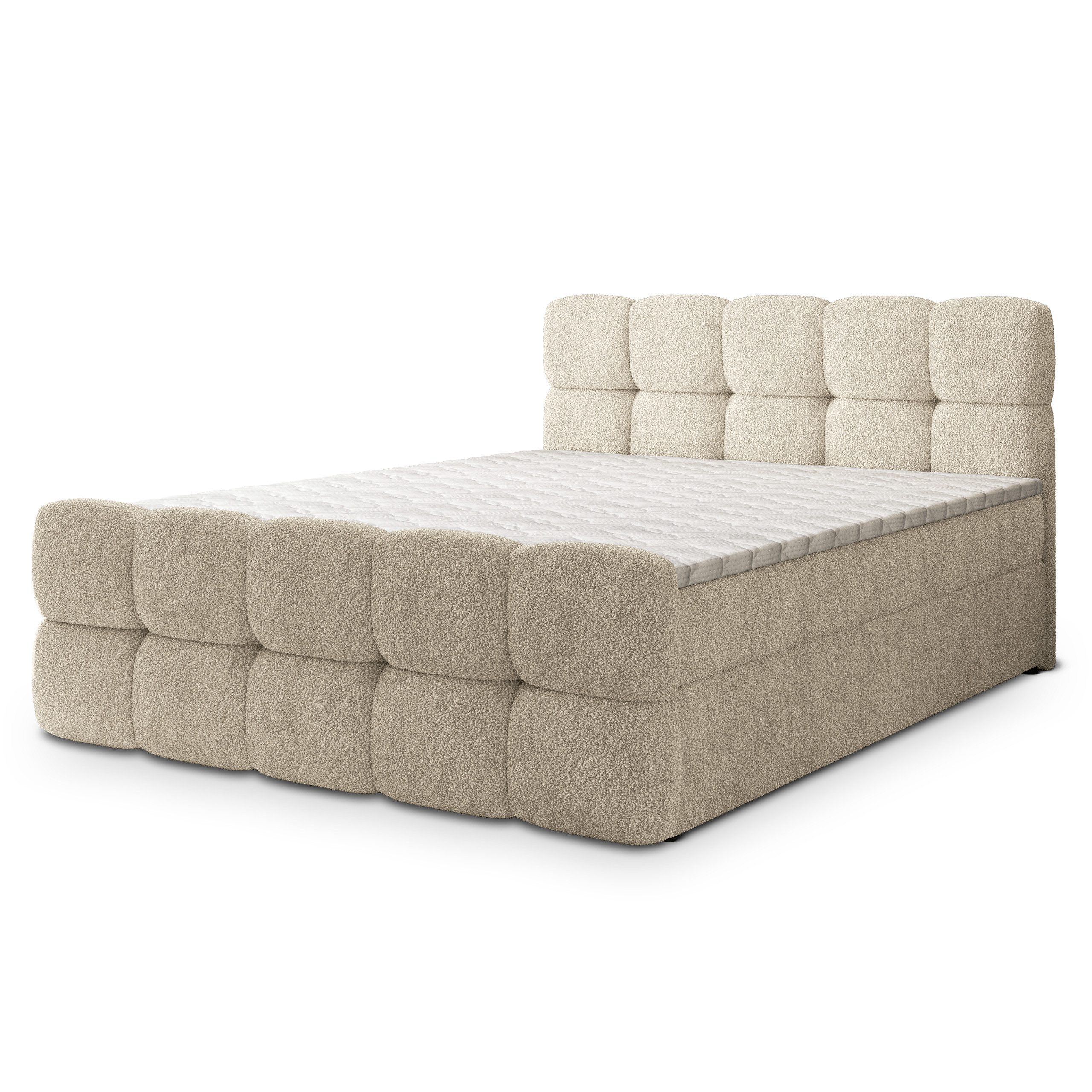Masseno Boxbett BRUME 180x200 cm mit Bonell Matratze und Topper, Doppelbett, Polsterbett mit Kopfteil, Boxspringbett – Bild 2 von 5