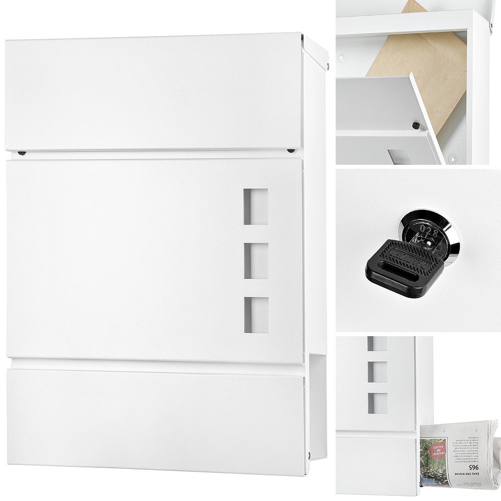 Mucola Wandbriefkasten Briefkastenanlage Zeitungsfach Zeitungsbox Letterbox Mailbox (Stück, 1-St., Briefkasten), Zylinderschloss