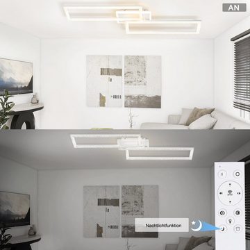 Nettlife LED Deckenleuchte Weiß 56W 80CM Deckenlampe Metall Kristall Quadratisch, Dimmbar mit Fernbedienung, LED fest integriert, Warmweiß, Neutralweiß, Kaltweiß, für Wohnzimmer Schlafzimmer Küche