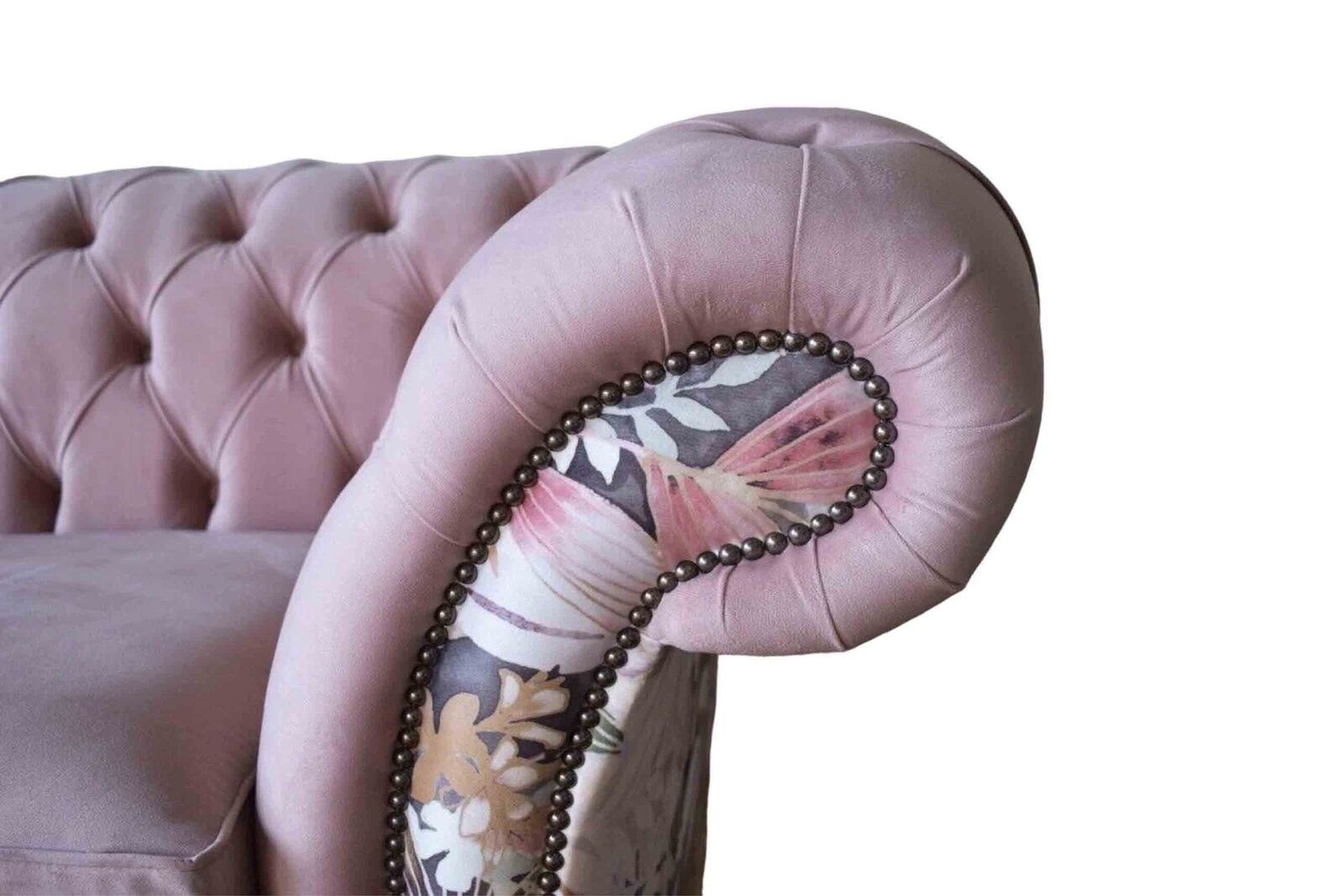Sitzer JVmoebel Couch 3 Dreisitzer in Chesterfield Design, Sofa Made Rosa Rosa Europe Sofa