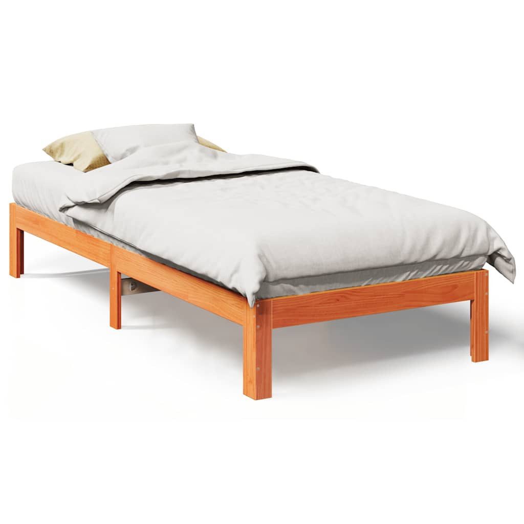 vidaXL Bett Massivholzbett ohne Matratze Wachsbraun günstig online kaufen