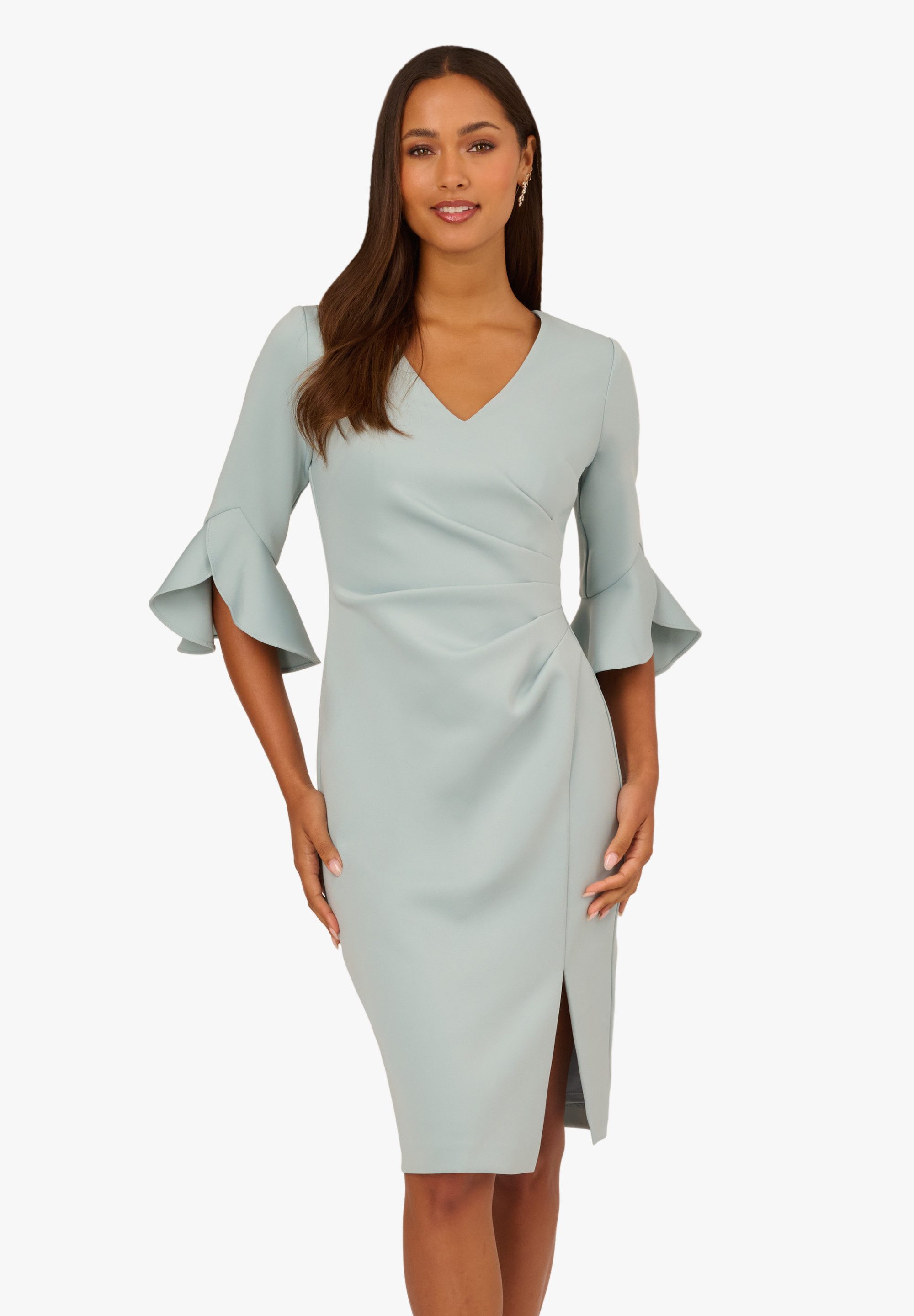 Adrianna Papell Cocktailkleid Scuba Faux Wrap Midi Dress Tailliert, figurbe günstig online kaufen
