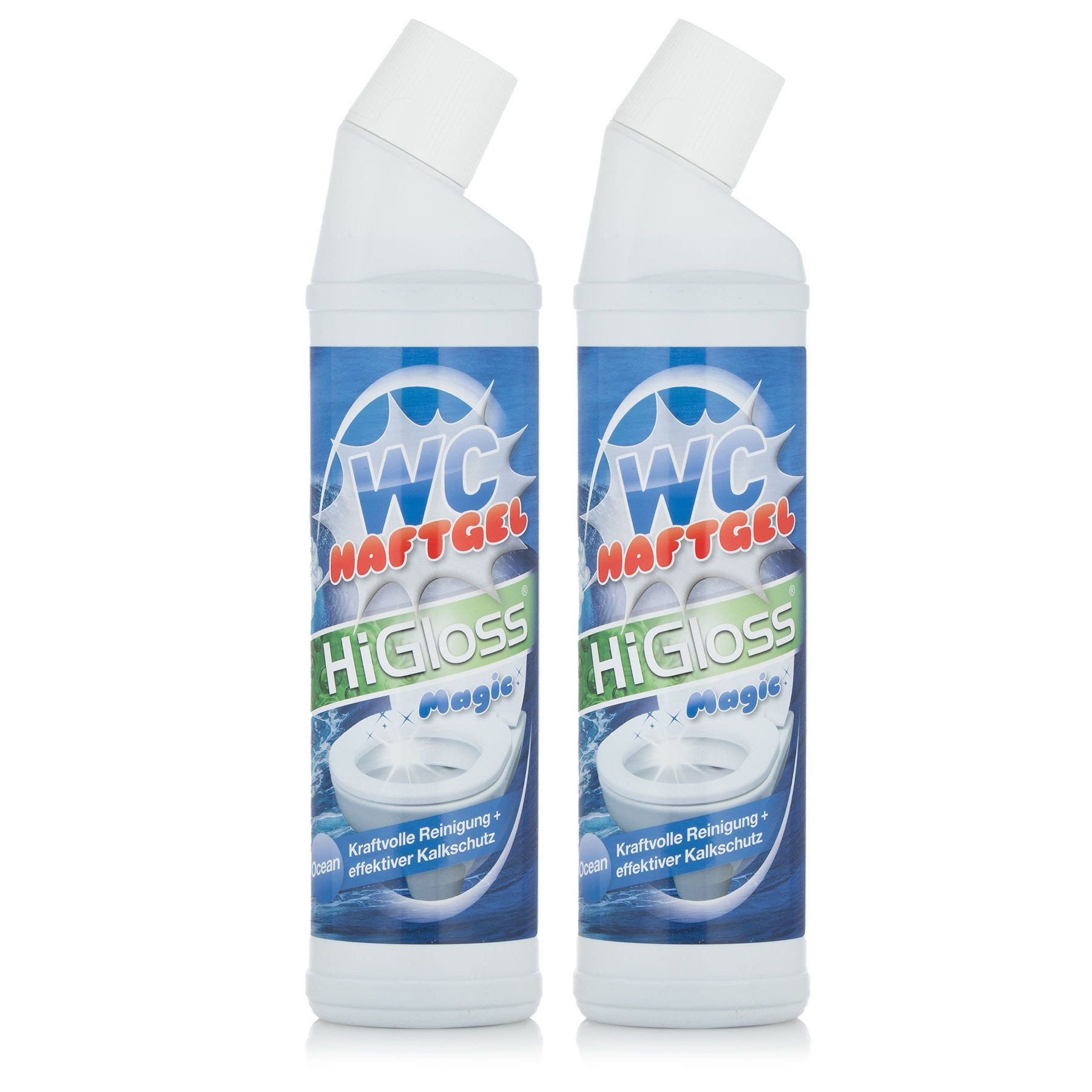 HiGloss WC-Haftreiniger-Gel WC-Reiniger (2, [- 2x 750ml bekämpft Schmutz & Kalk, sorgt für hygienische Sauberkeit & Frische)