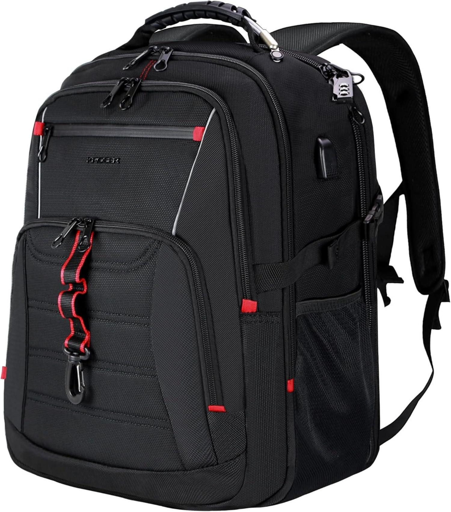 Notebook-Rucksack Laptop Rucksack Herren 17.3 Zoll Reiserucksack Wasserdicht Schwarz
