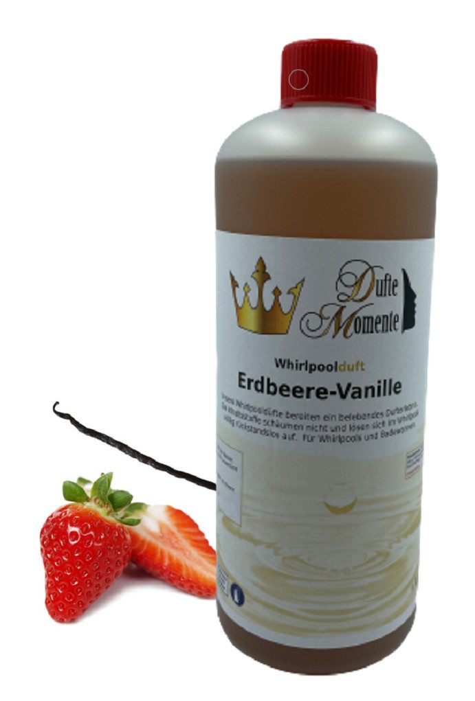 Dufte Momente Badezusatz Whirlpool Duft Erdbeere - Vanille 1000ml, vegan und ohne Tierversuche, kein Schaum