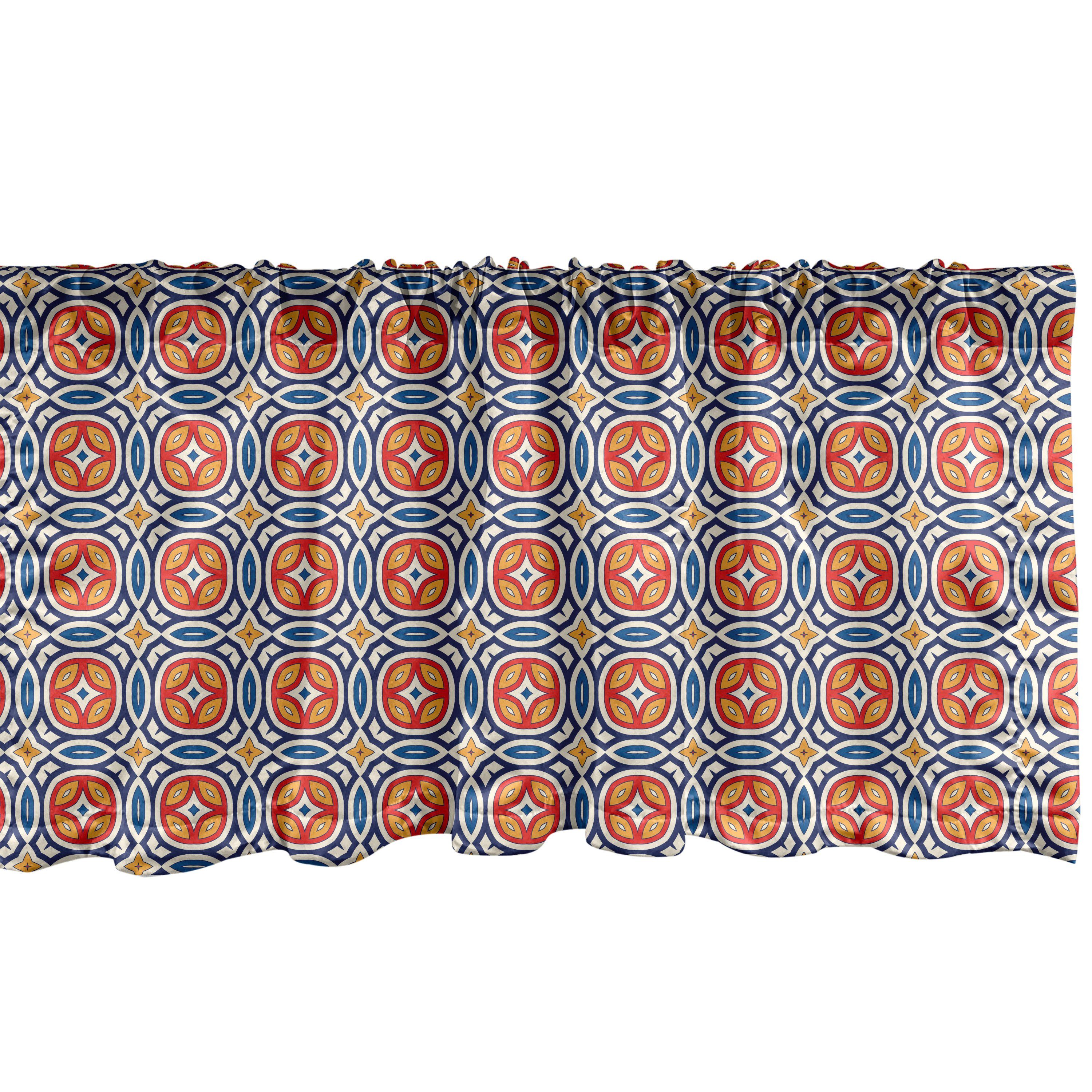 Scheibengardine Vorhang Volant für Küche Schlafzimmer Dekor mit Stangentasche, Abakuhaus, Microfaser, Kreise geometrische Kurven