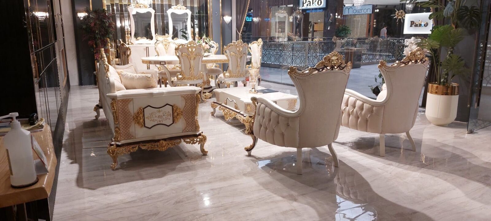 Esstisch Luxus Barock Couch Tisch JVmoebel Gruppe Stuhl, Essgarnitur (7-St) 6x + Möbel Esszimmer-Set