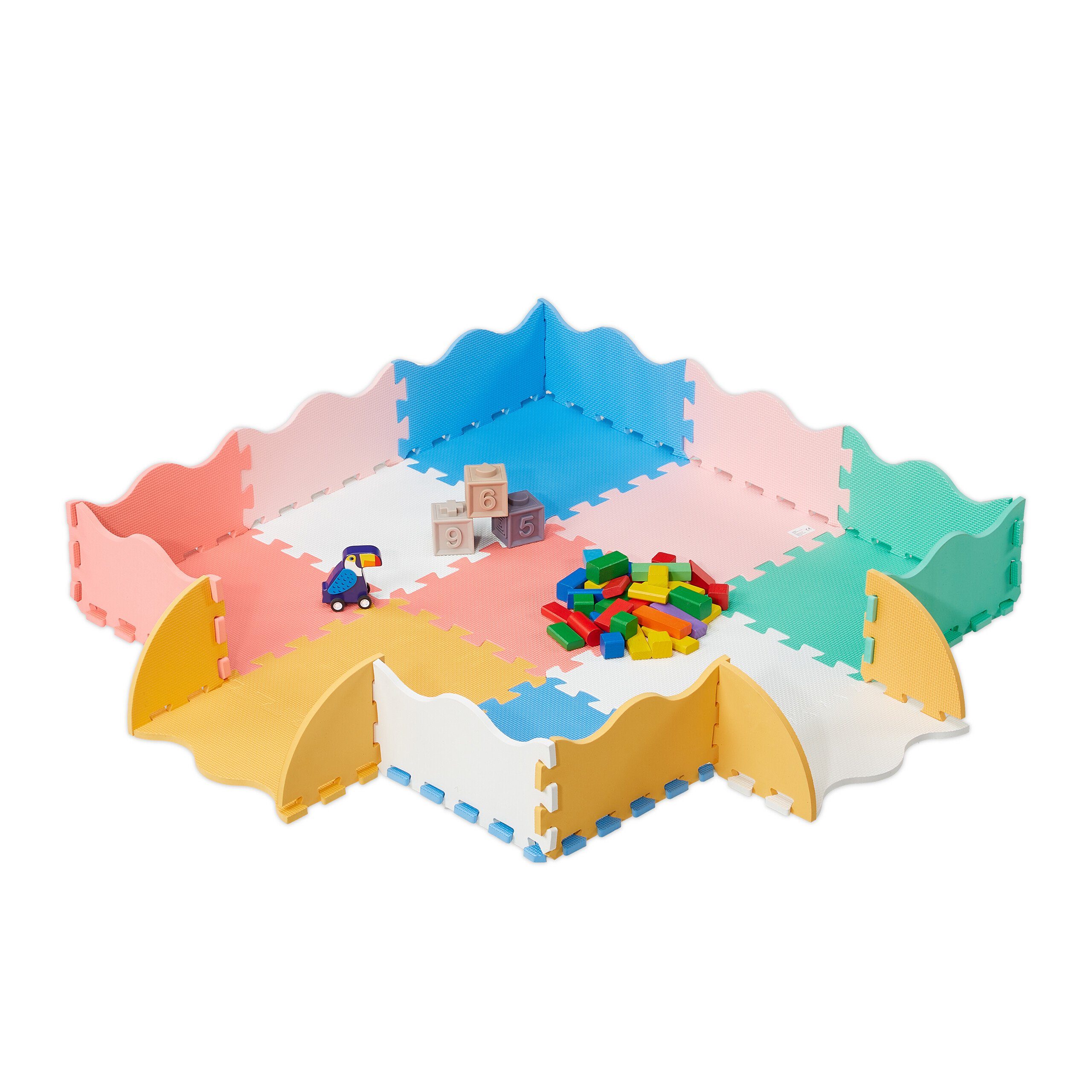 relaxdays Spielmatte Bunte Puzzlematte mit Rand