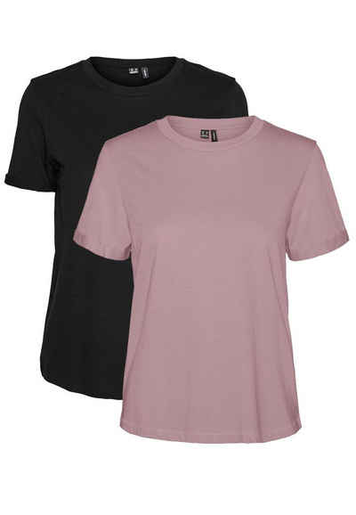 Vero Moda T-Shirt 2er Pack Basic T-Shirt VMPAULA (2-tlg) 5270 in Rosa