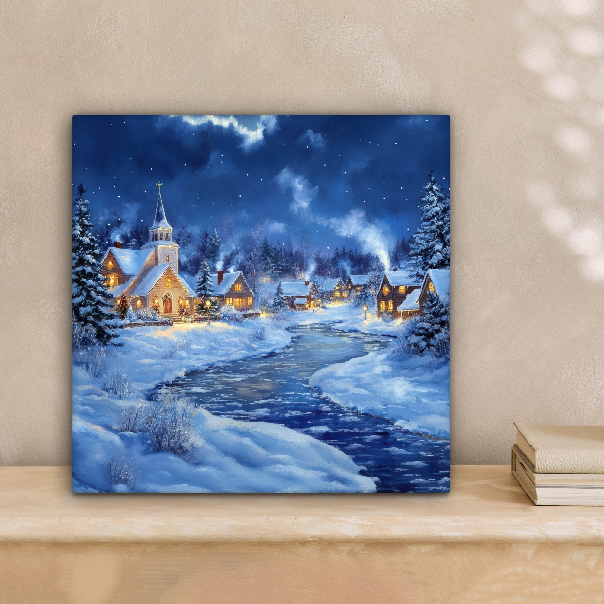OneMillionCanvasses® Leinwandbild Winterabend - Weihnachtsdorf - günstig online kaufen