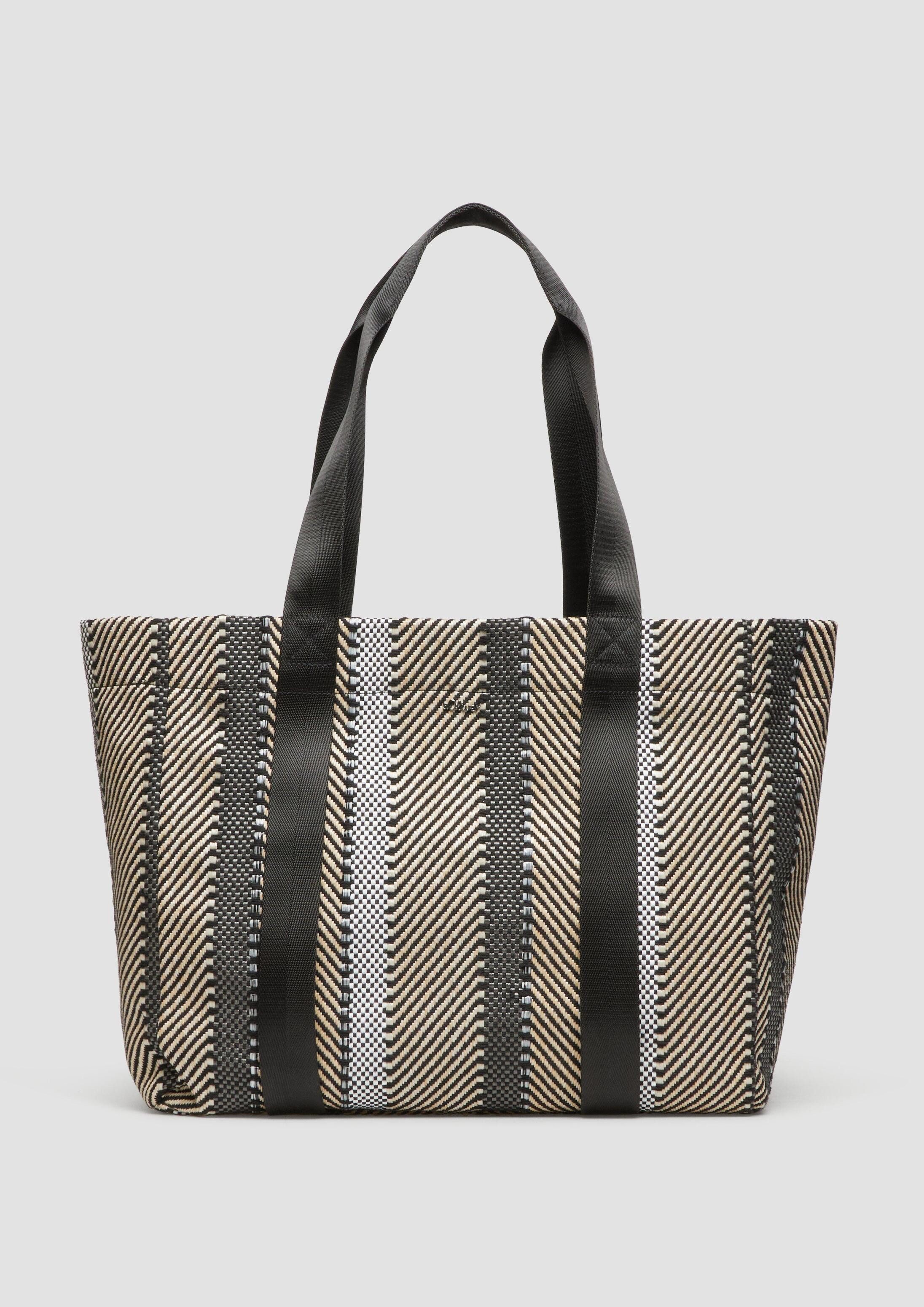 s.Oliver Shopper Tasche, Gestreifter Jacquard-Shopper mit Magnetverschluss