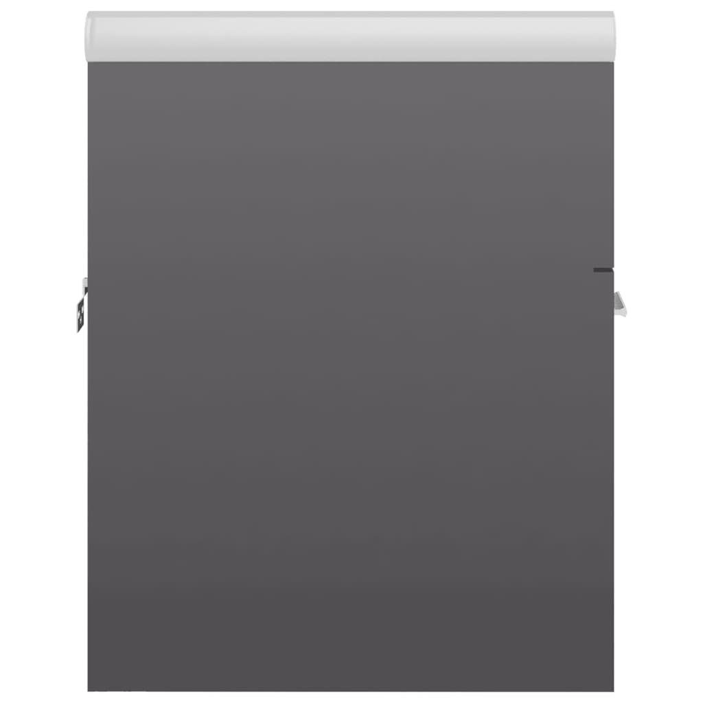 vidaXL Badezimmerspiegelschrank mit Hochglanz-Grau Einbaubecken Waschbeckenunterschrank (1-St)