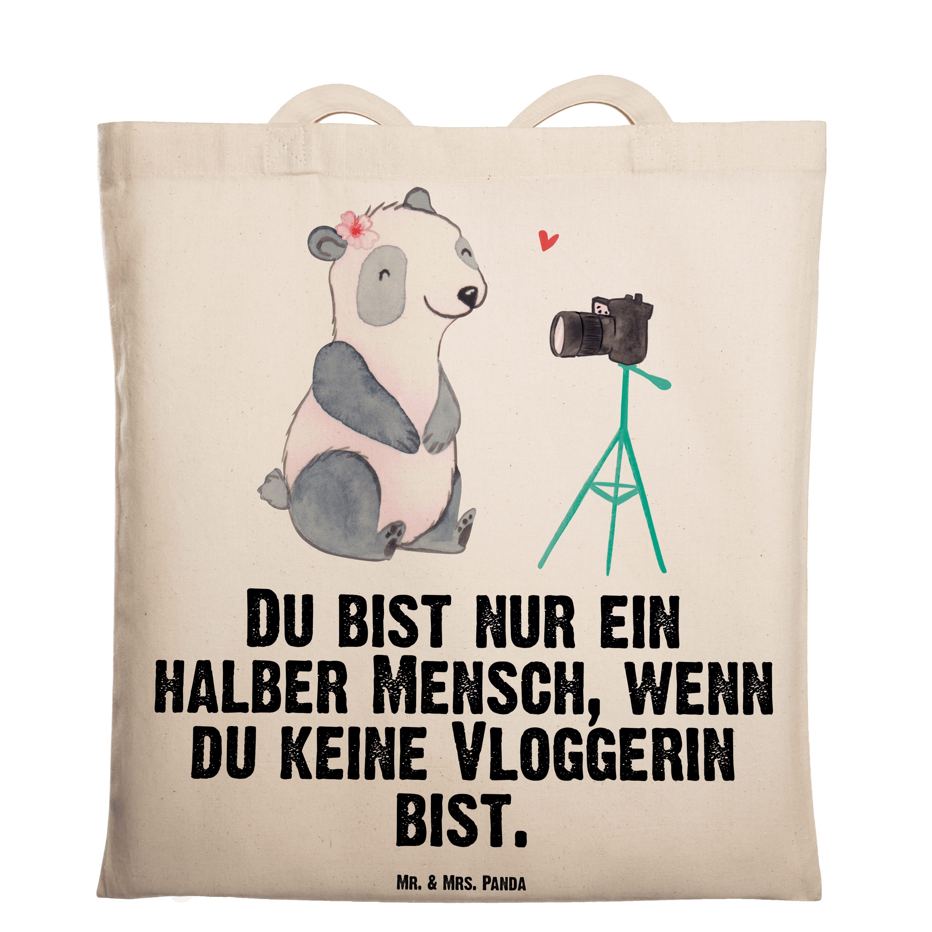 Mr. & Arbeitskollege, mit - Herz Vloggerin - Geschenk, Transparent Tragetasche Panda E (1-tlg) Rente, Mrs