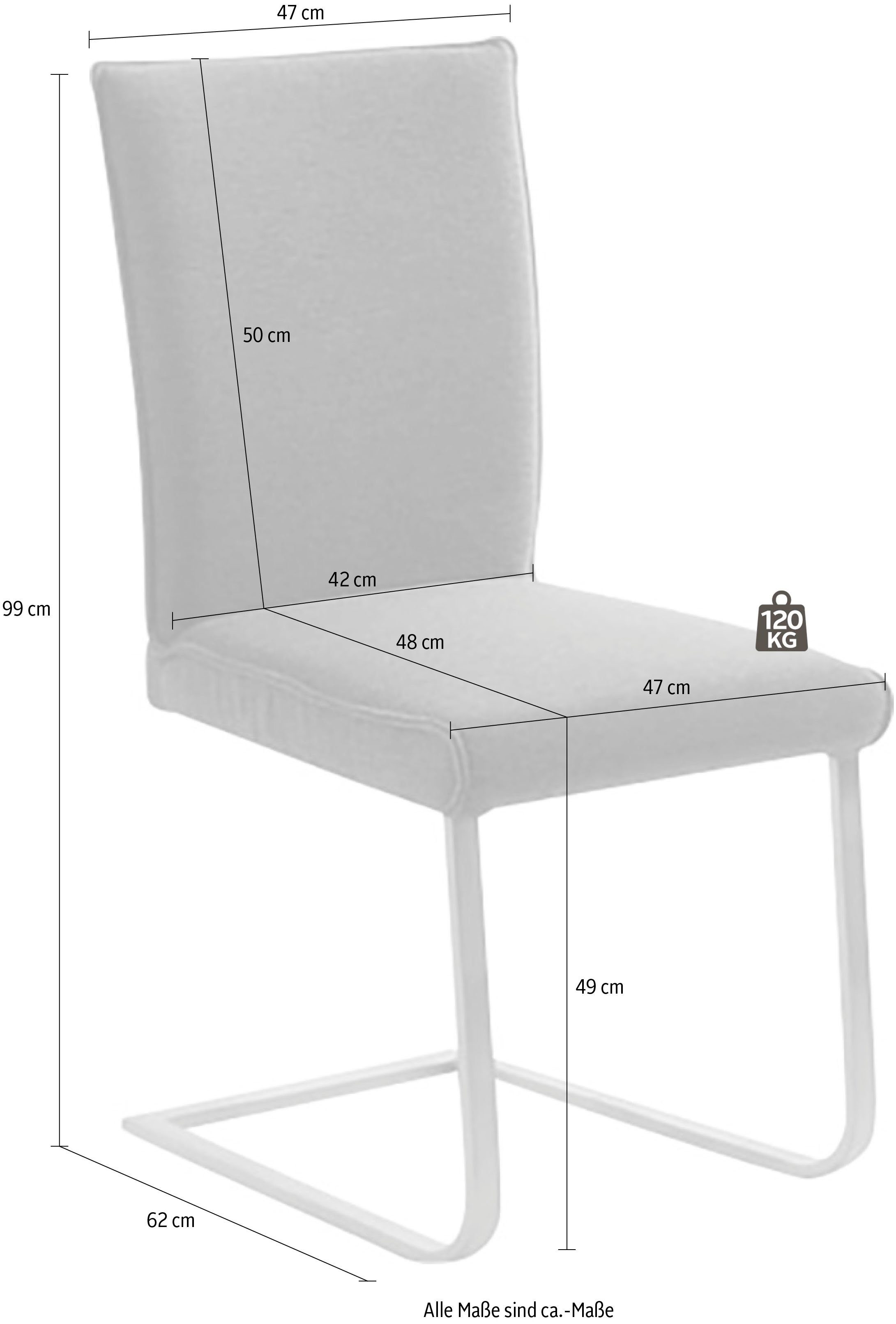 K+W Komfort & Wohnen Freischwinger mit III, Santos Gestell Sitzkomfort Edelstahl, Sattlernaht, hochwertiger aus