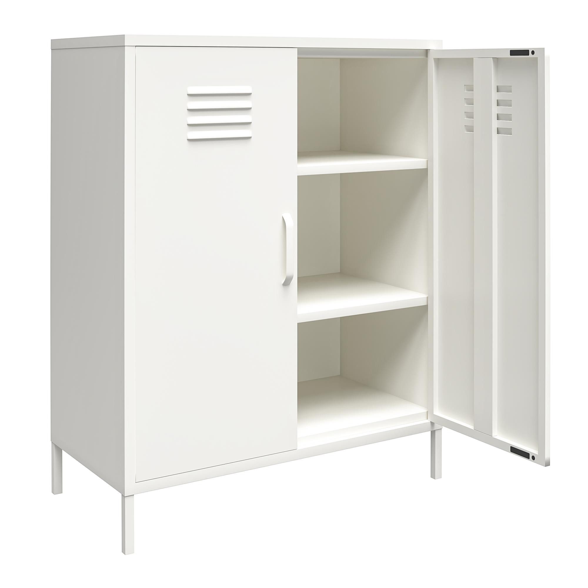loft24 Mehrzweckschrank Mission District Highboard aus Metall, Metallschrank mit 2 Türen im Retro Look
