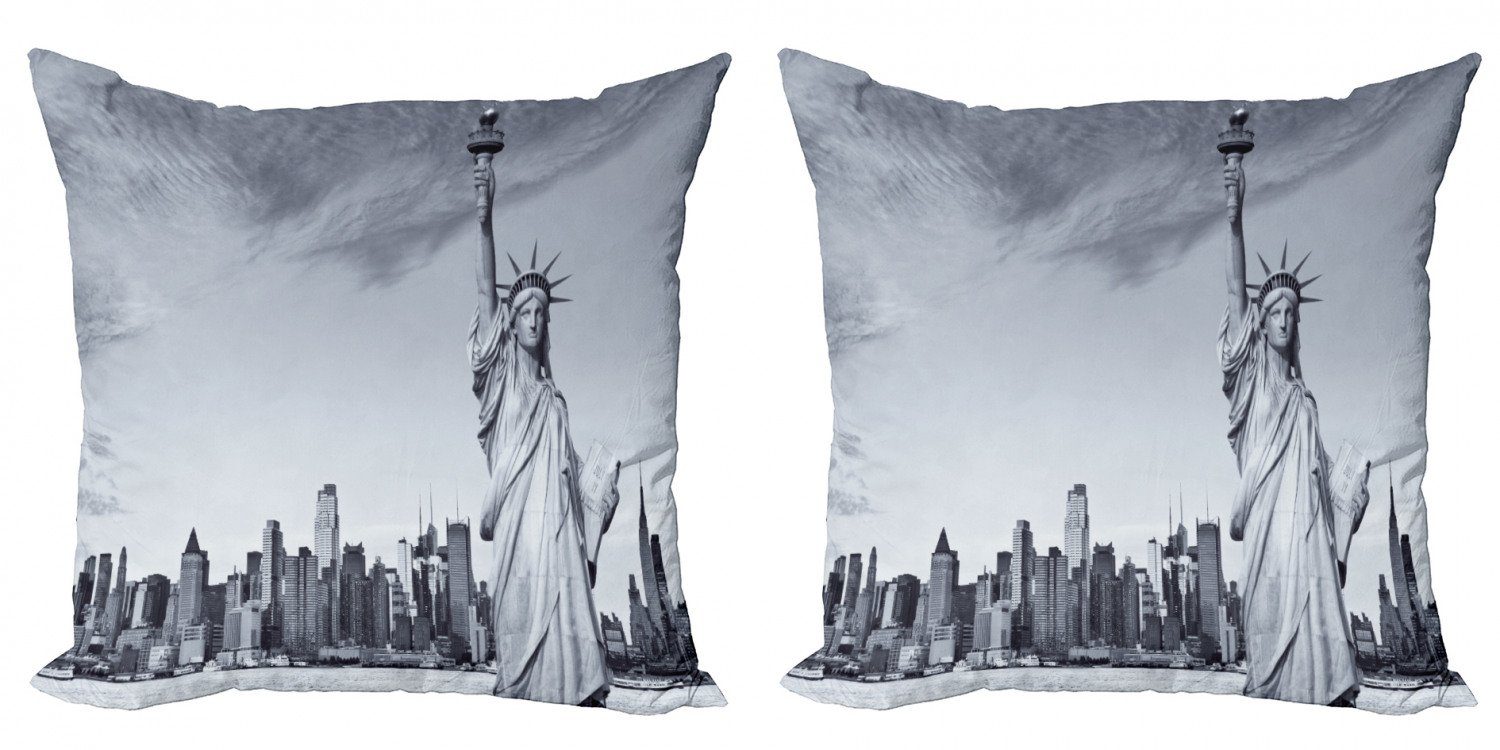 Kissenbezüge Modern Accent Doppelseitiger Digitaldruck, Abakuhaus (2 Stück), New York Skyline Freiheit