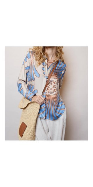 Emily Van Den Bergh Hemdbluse Bluse EMILY VAN DEN BERGH blauer Sand Zier günstig online kaufen
