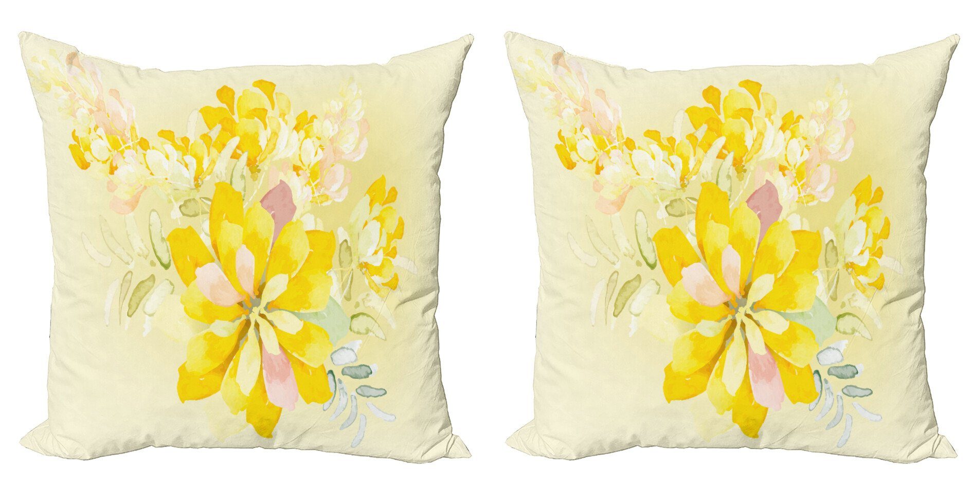 Kissenbezüge Modern Accent Doppelseitiger Digitaldruck, Abakuhaus (2 Stück), Land Romantische gelbe Blumen
