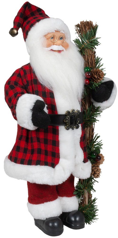 Christmas Paradise Weihnachtsmann Kimi Dekofigur versch. Größen 45/60/90cm, Rot-Schwarz kariert Weihnachtsdeko