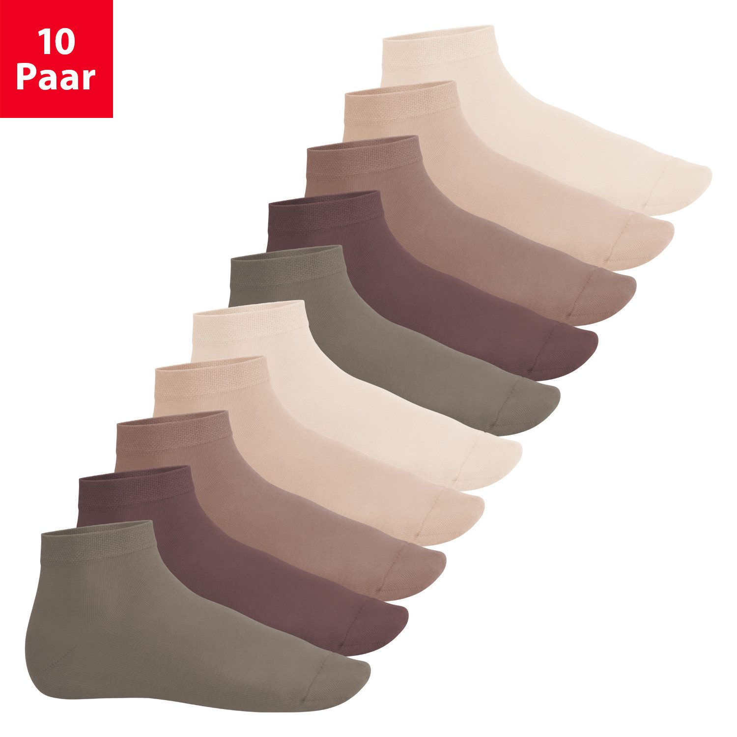 Footstar Kurzsocken EVERYDAY! 10 Paar Quarter Socken Kurzsocken Kurze Baumwoll Socken