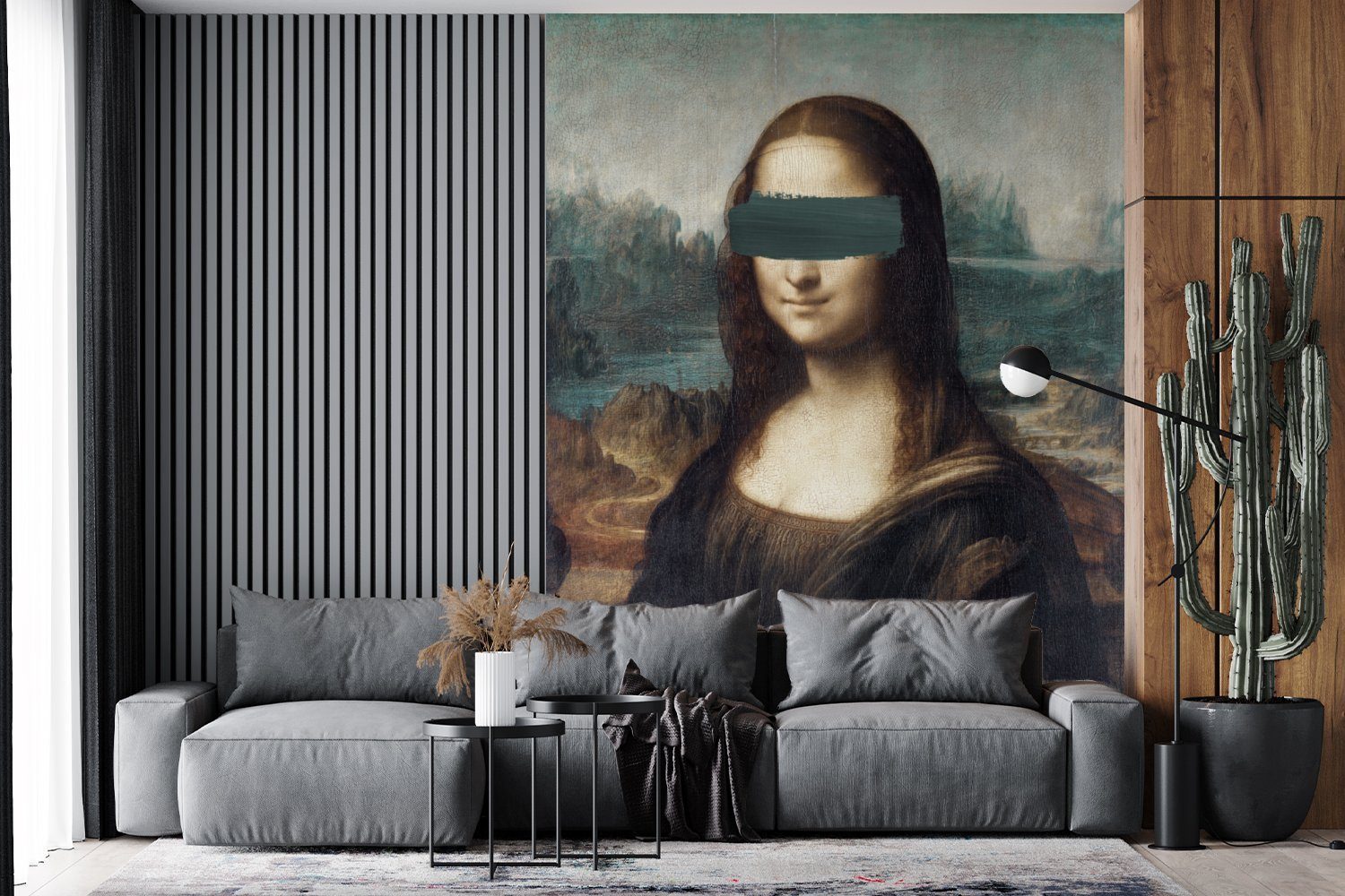 Wohnzimmer, Lisa für Mona Vinci - bedruckt, (4 - MuchoWow Da St), Tapete Wandtapete Matt, Montagefertig Vinyl Gemälde, Fototapete