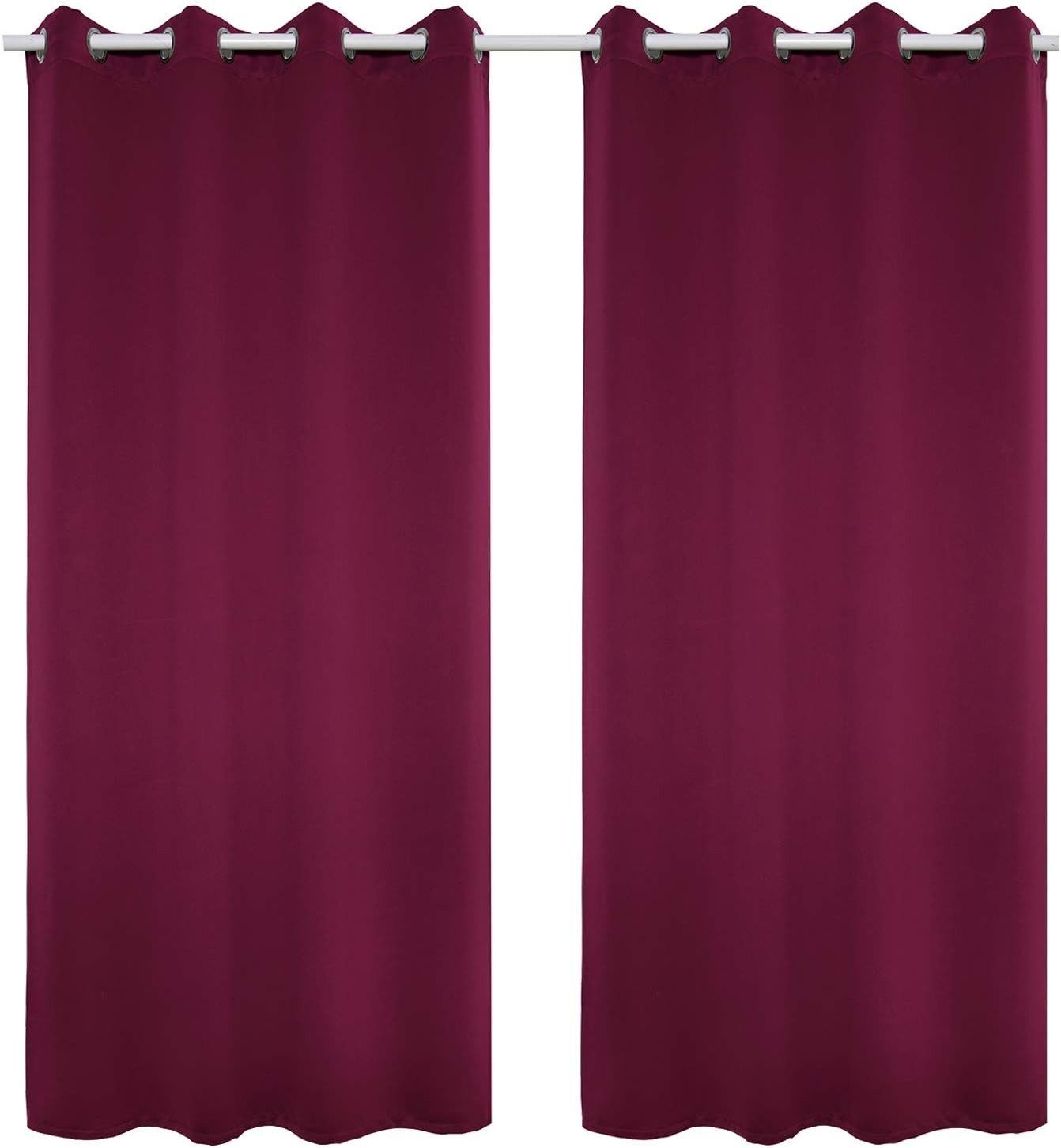 Vorhang, Woltu, Ösen (2 St), blickdicht, Leichte Wärmeisolierend Kälteschutz brombeere