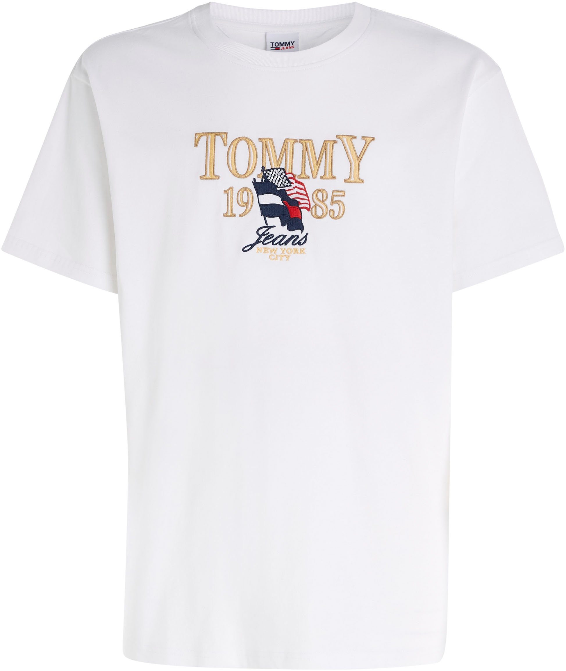 Jeans Tommy White LUXE TEE T-Shirt RLXD TJ LOGO CHEST mit TJM Logostickereien