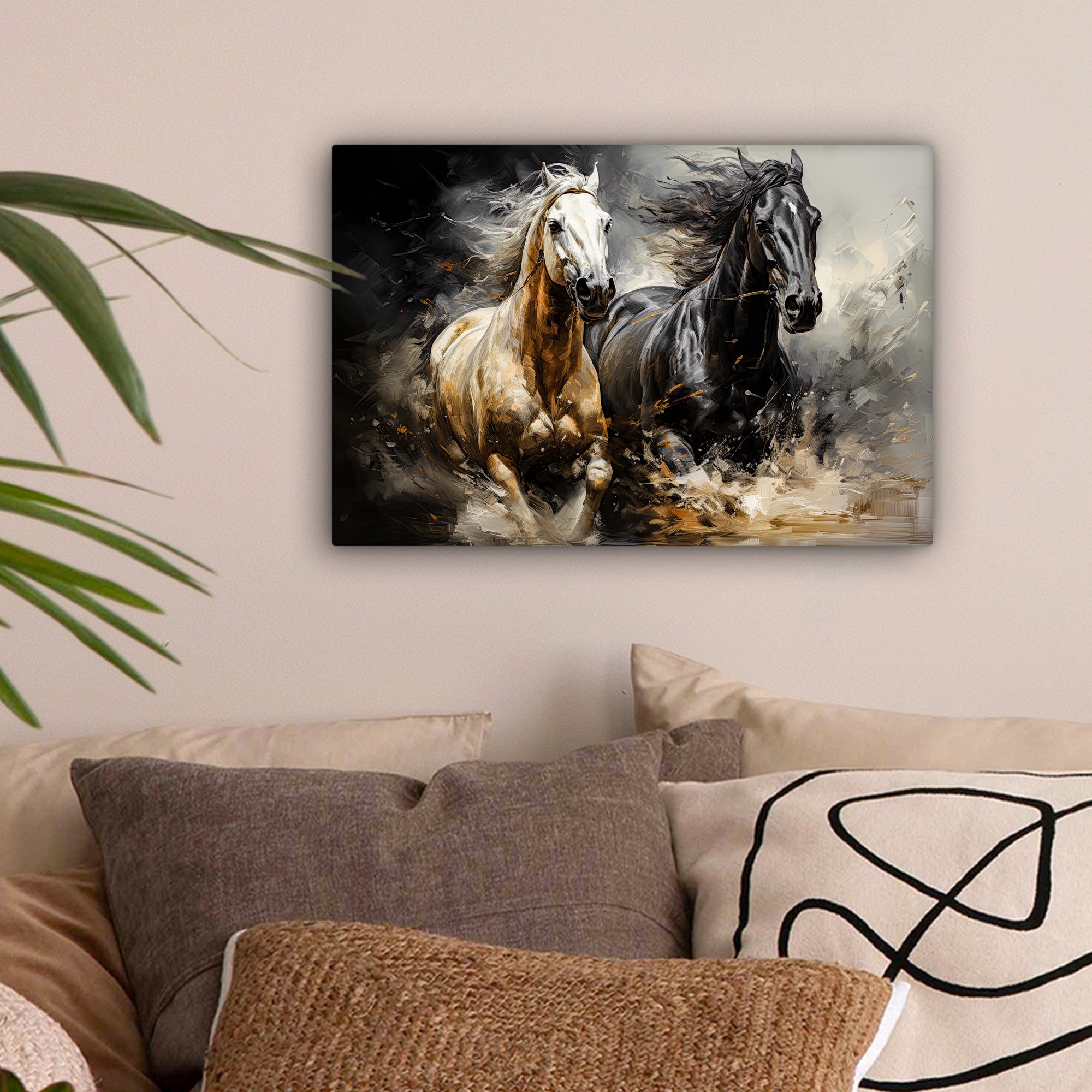 OneMillionCanvasses® Leinwandbild Pferde - Schwarz - Weiß - Tiere, Fotodruc günstig online kaufen