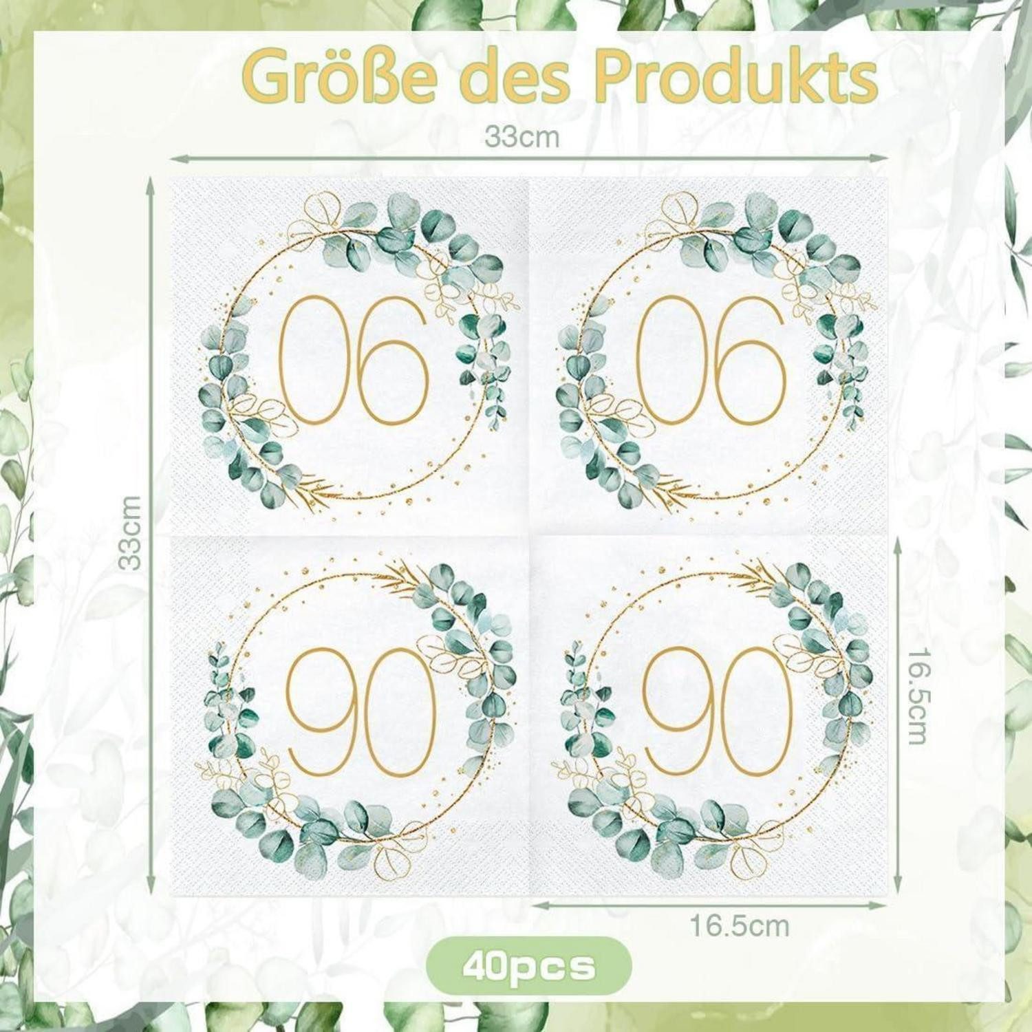 LuxusKollektion Hängedekoration Servietten 90 Geburtstag 40 Stück 90. Gebur günstig online kaufen