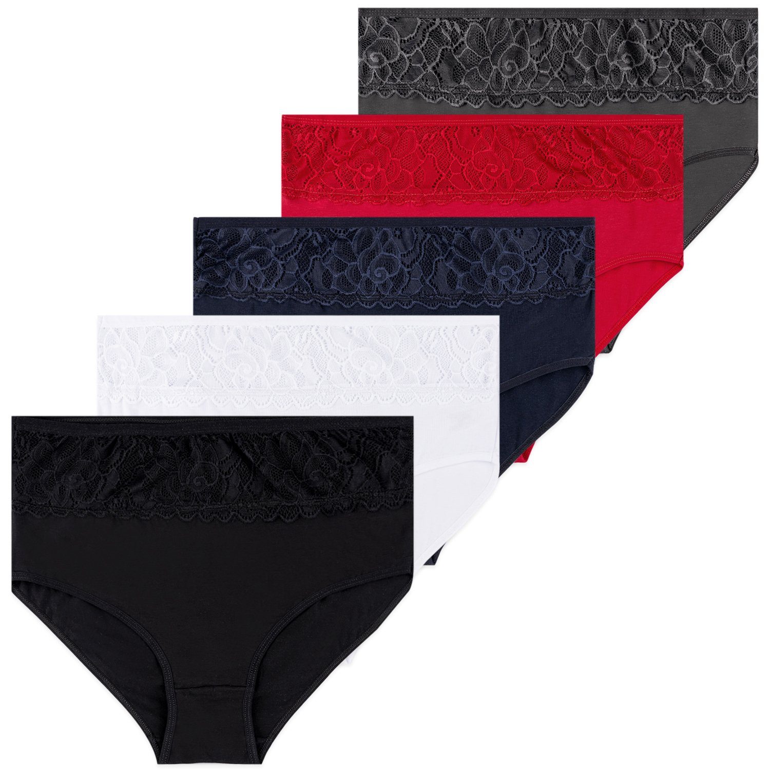 Taillenslip 5er Set Taillen Slips - Spitze - Bunt