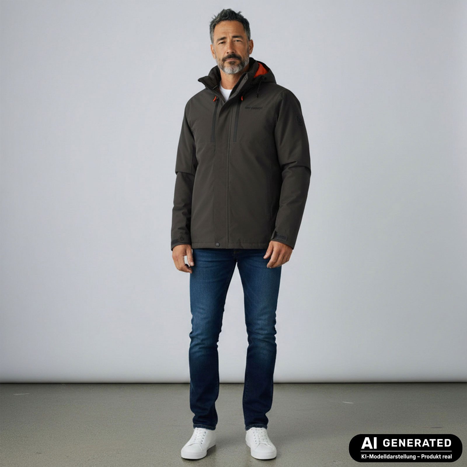 Dry Fashion Parka Grönland Herren Funktionsjacke gefüttert - Outdoor-Jacke Winter-Mantel Wasserdicht, Winddicht, Atmungsaktiv, 2-Wege-Reißverschluss, Kapuze