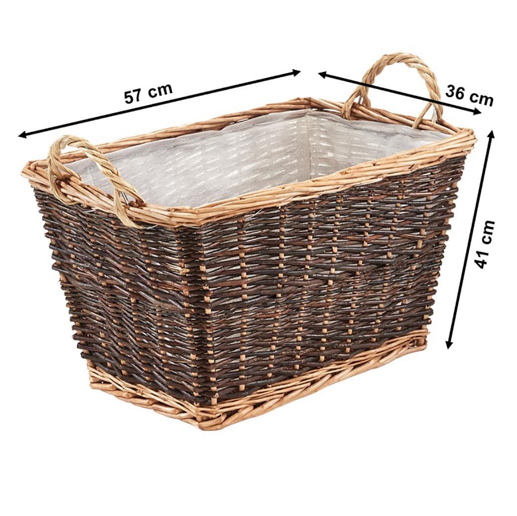 Kobolo Kaminholzkorb Holztrage Holzkorb für Kaminholz Weide mit Leinenstoff und Henkel, (Einzelstück, 1 St., 1 Stück)