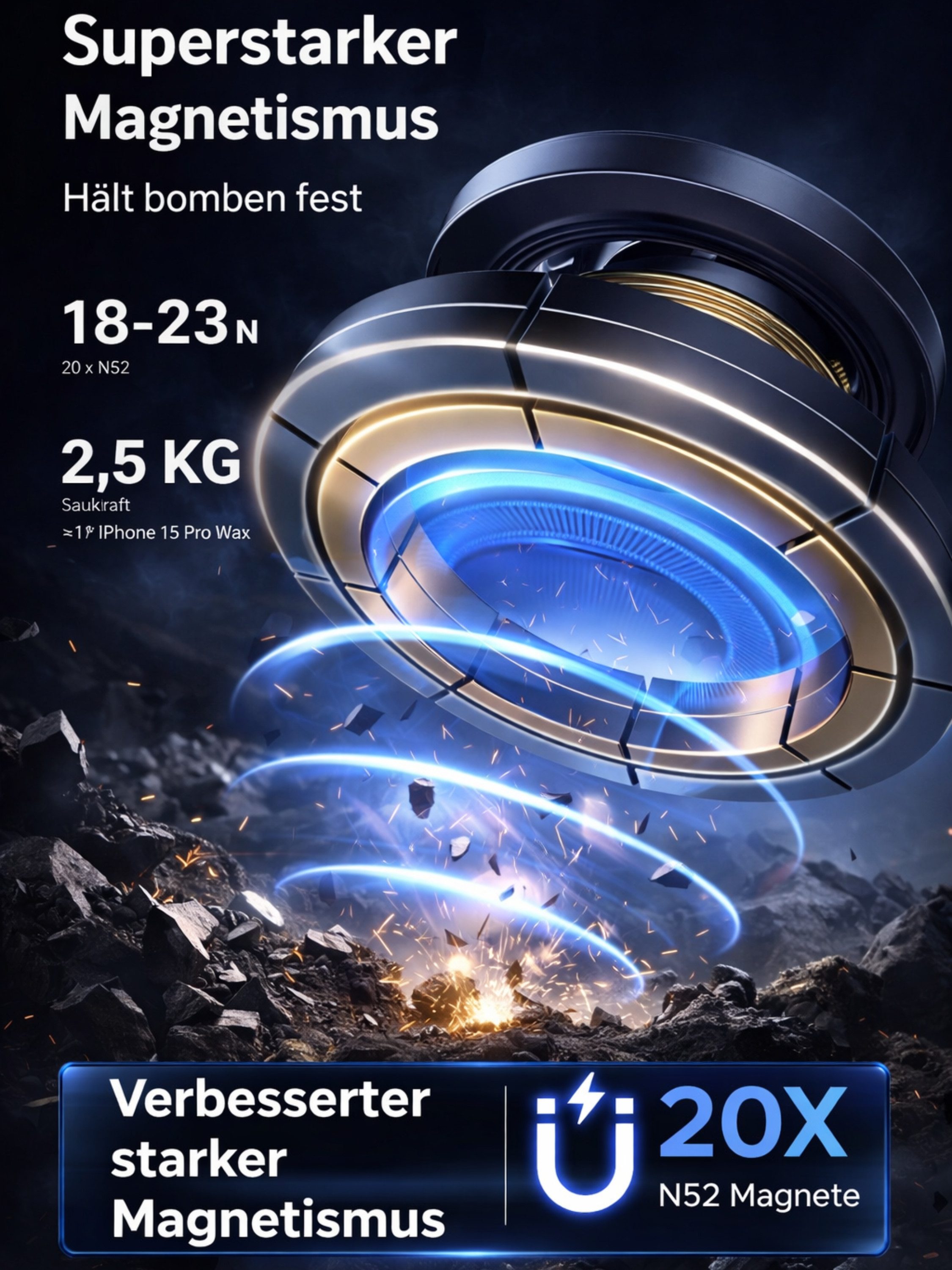 RUHE Handy-Halterung MagSafe Handyhalterung Autohalterung Auto KFZ Magnetische flexibel, (bis 8 Zoll, Packung, 1-tlg., Universal Lüftung Handyhalterung für iPho – Bild 4 von 5