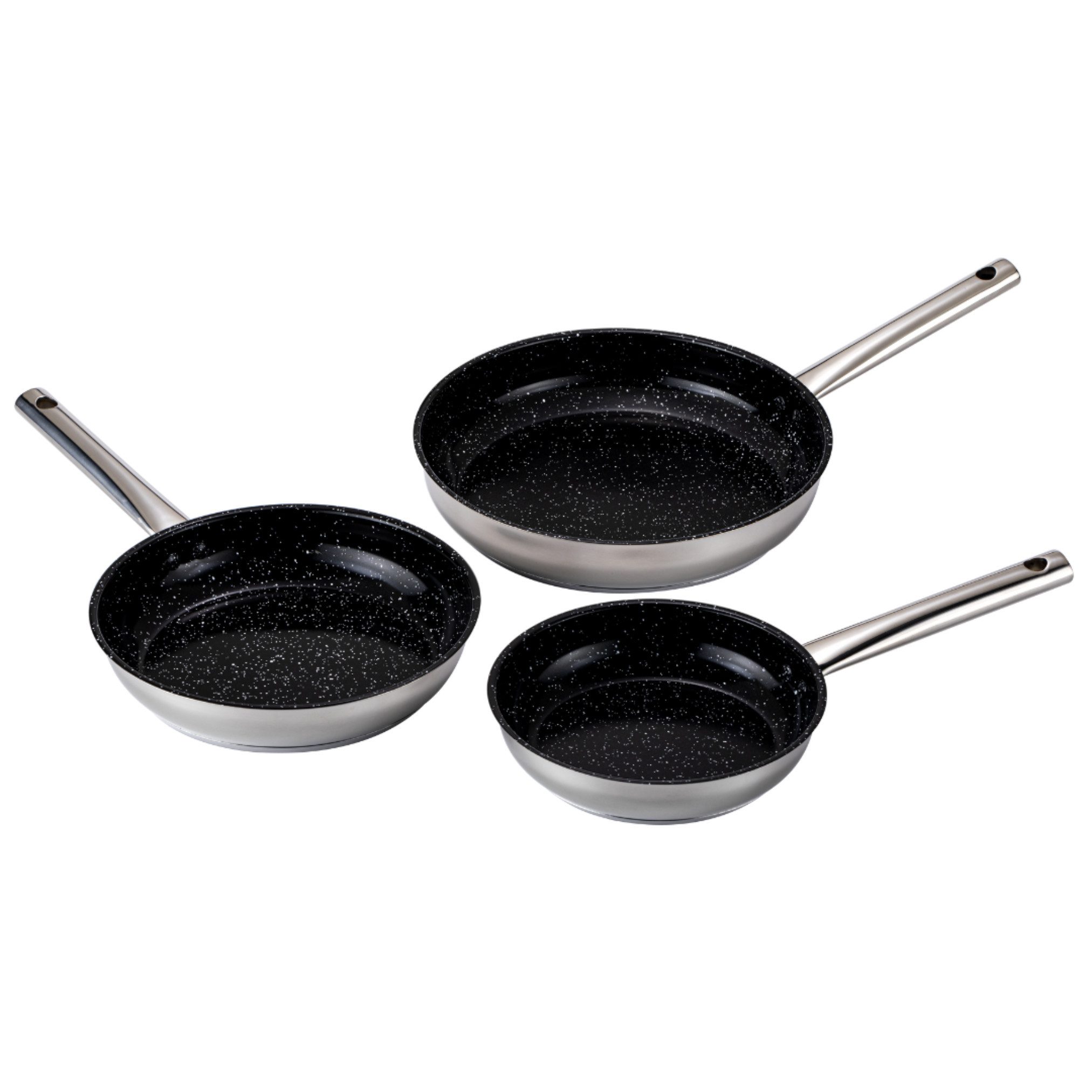 Best Direct® Bratpfanne Kitchenpro Pan Inox, Edelstahl (Spar Set, 3-tlg., einzeln oder als 3er Set), Pfannen aus Edelstahl, Keramikbeschichtung, Antihaft, Induktion