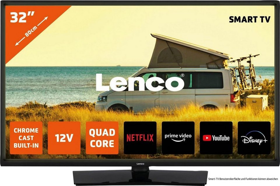 Lenco Lenco LED-3263BK LED-Fernseher (81,3 cm/32 Zoll, HD, Smart-TV), Smart- TV mit 81 cm (30 Zoll) großen HD-fähigem Bildschirm