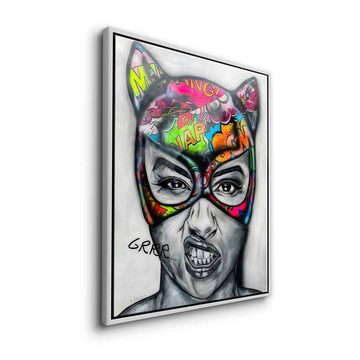 DOTCOMCANVAS® Leinwandbild Grrr, Leinwandbild Catwoman Pop Art Comic Porträt Grrr hochkant