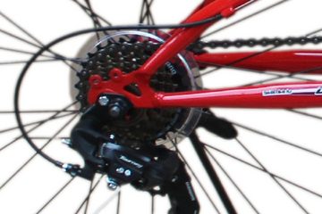 Talson Mountainbike 26 Zoll Fahrrad mit, 21 Gang Shimano, Kettenschaltung, mit Beleuchtung nach StVZO und Vollfederung Schwarz-Rot