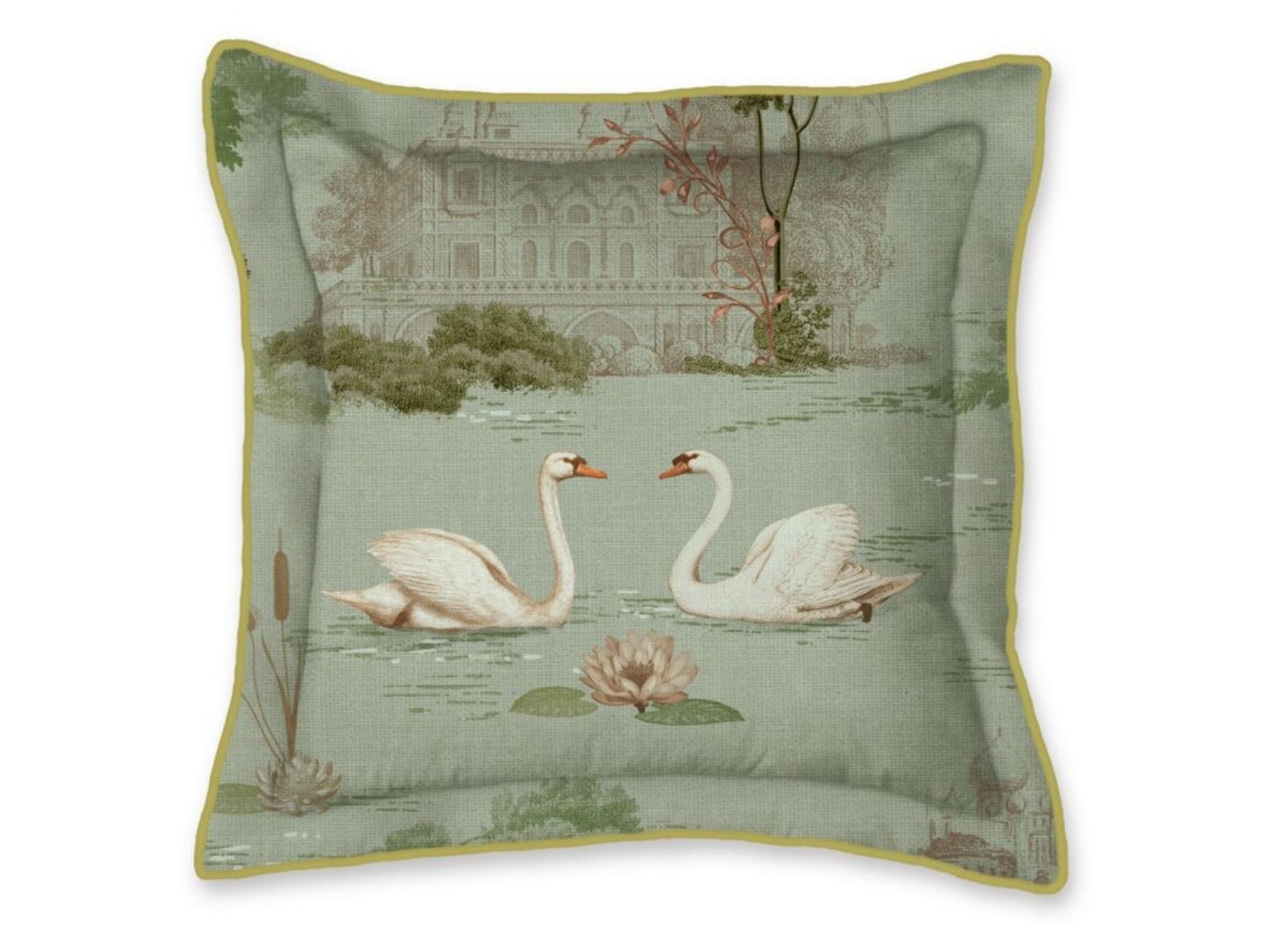 PiP Studio Dekokissen Darjeeling Days Kissen quadratisch grün 45x45cm (1Stück)