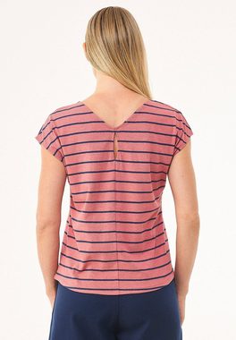 ORGANICATION T-Shirt Women's Striped Sleeveless T-shirt in Desert Rose/Navy