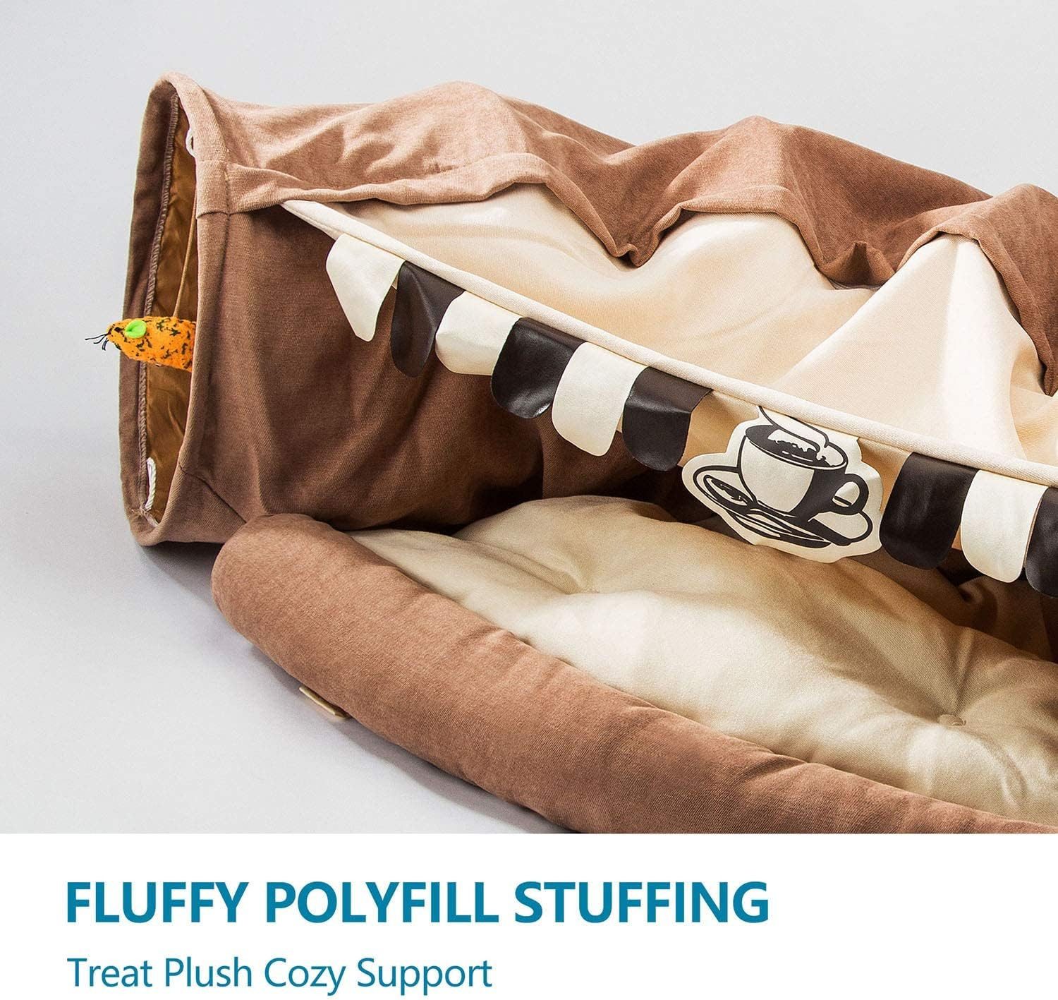 Refined Living Tierbett Katzentunnel Mit Schlafplatz, Rascheltunnel Für Katzen, Faltbar,Tierbett und Katzentunnel in einem,Super weich,mit Spiel,Luxus Katzentun – Bild 4 von 5