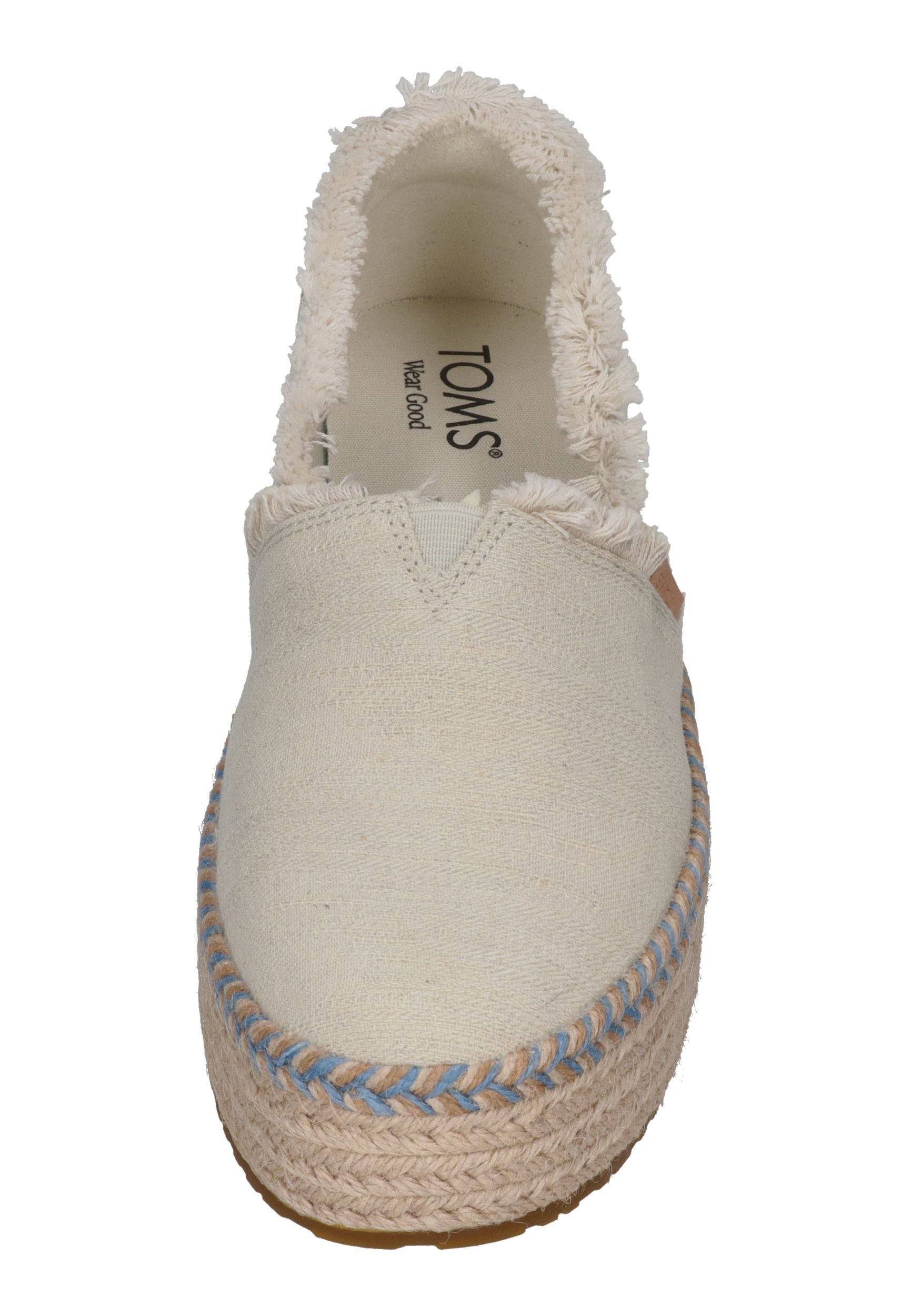 TOMS VALENCIA Espadrille White Onyx Textured Denim Fray