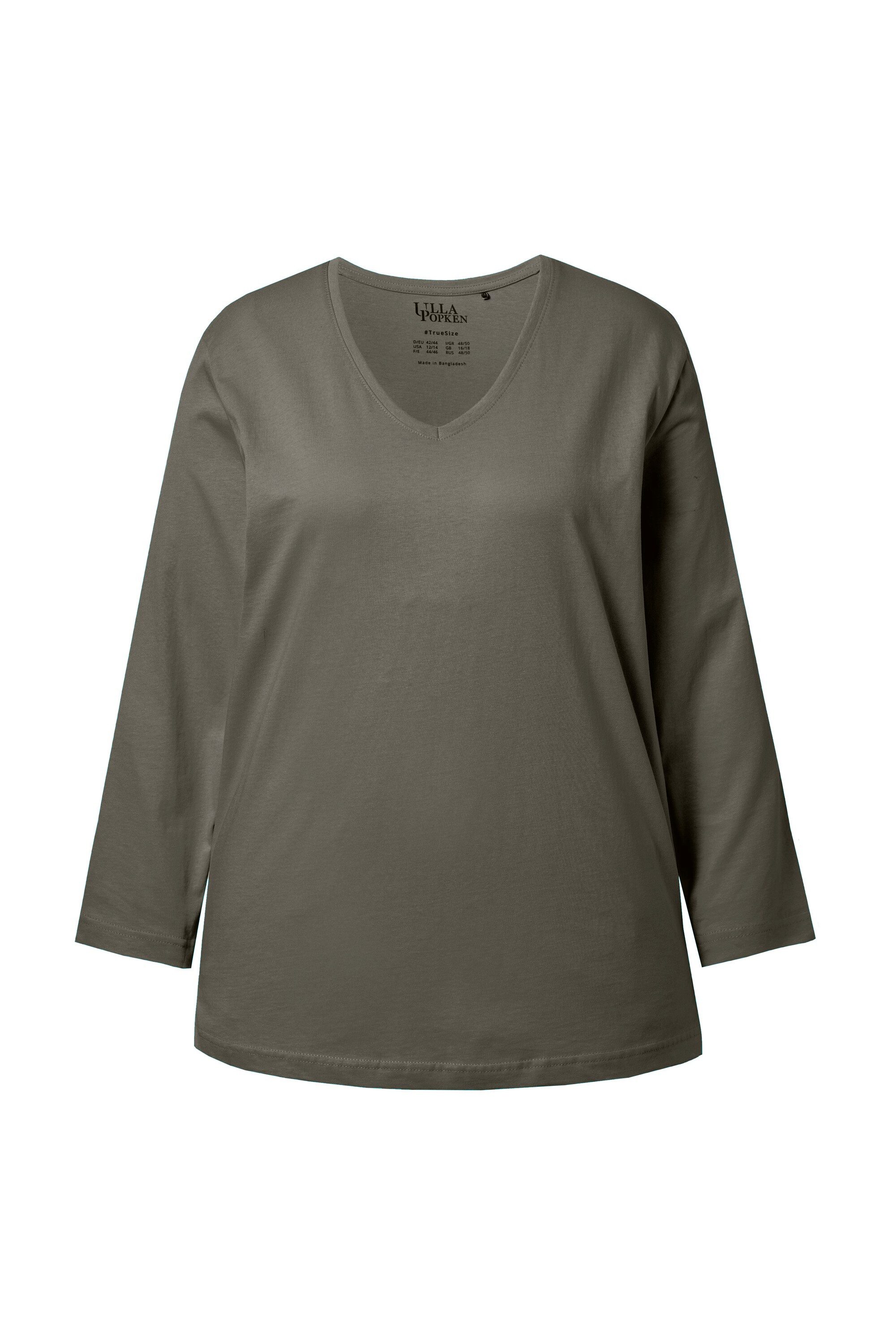 Ulla Popken T-Shirt Shirt V-Ausschnitt Relaxed Langarm günstig online kaufen