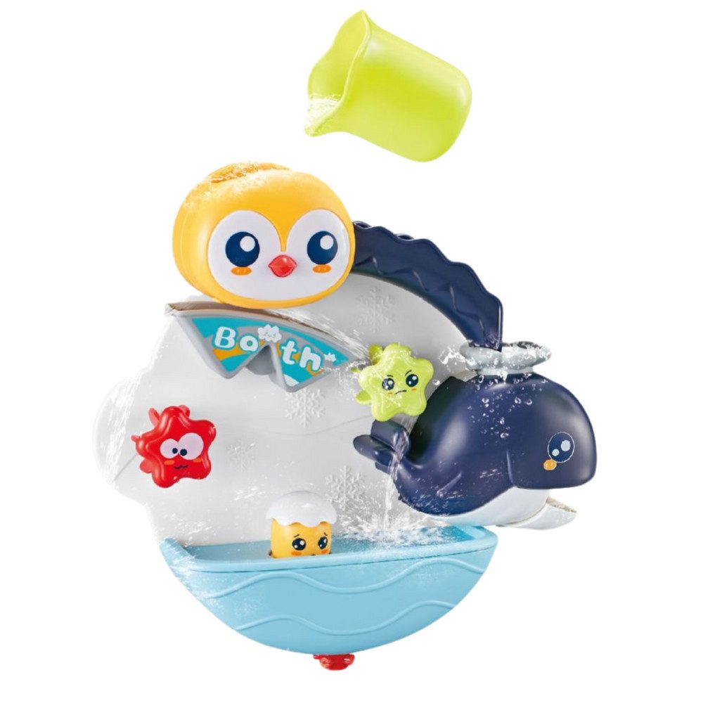 LEAN TOYS Badespielzeug Wasserspielzeug Badewannenspielzeug Badespaß (1-tlg), Wassereffekte, Saugnäpfe, Becher, fördert Motorik