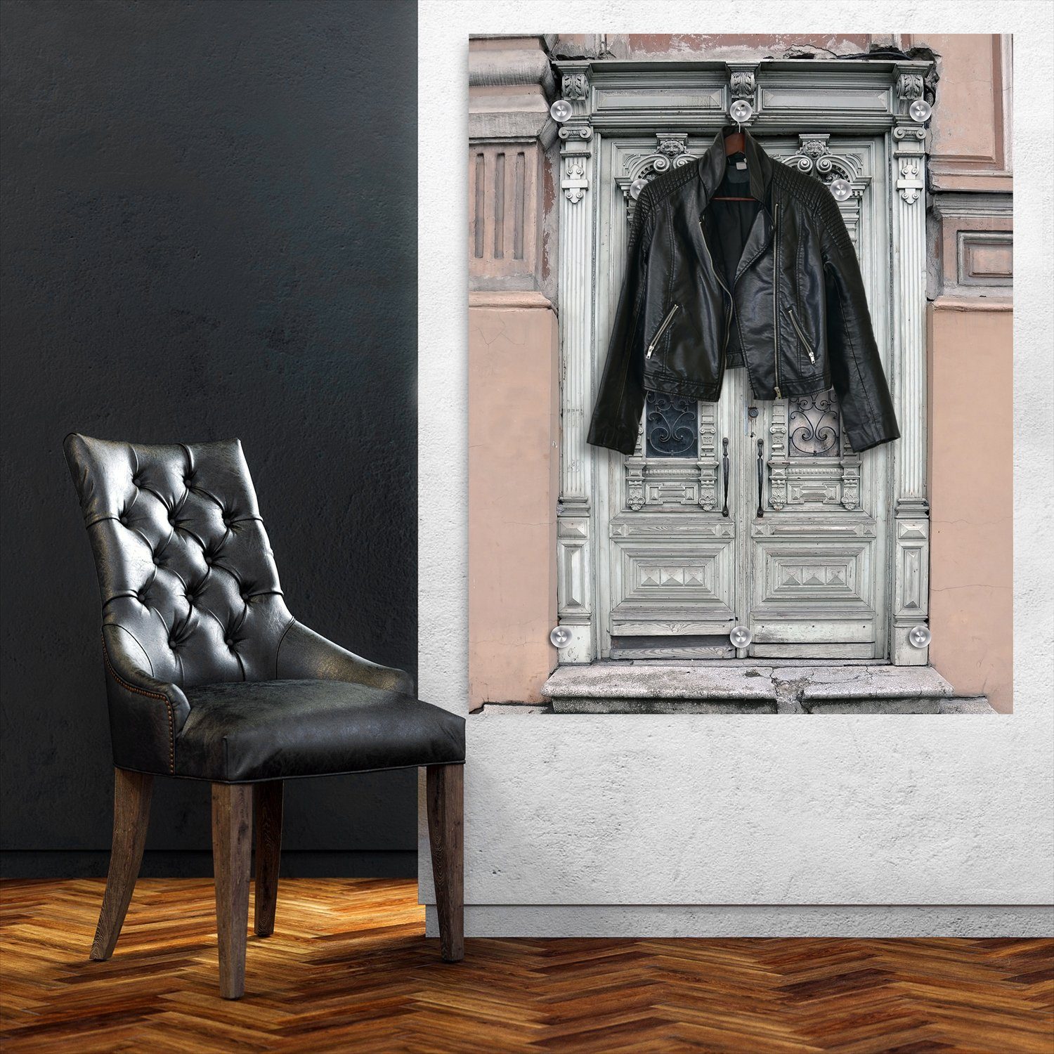 queence Wandgarderobe Polipa - Garderobe aus Acrylglas Tür, altes Gebäude, Majestätisch (1 St), 100x120 cm - mit Edelstahlhaken
