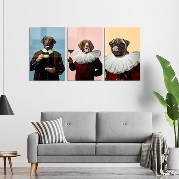 DEQORI Glasbild 'Aristokraten-Hunde', 'Aristokraten-Hunde', Glas Wandbild Bild schwebend modern