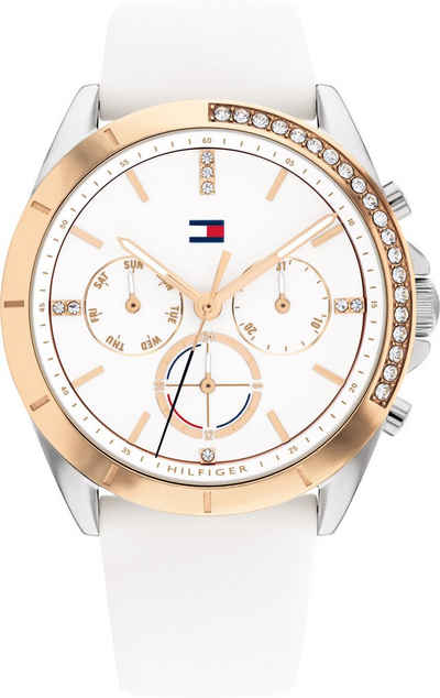 Tommy Hilfiger Multifunktionsuhr SPORT, 1782388, Quarzuhr, Armbanduhr, Damen, Datum, Glaskristalle, 12/24-Std.-Anzeige