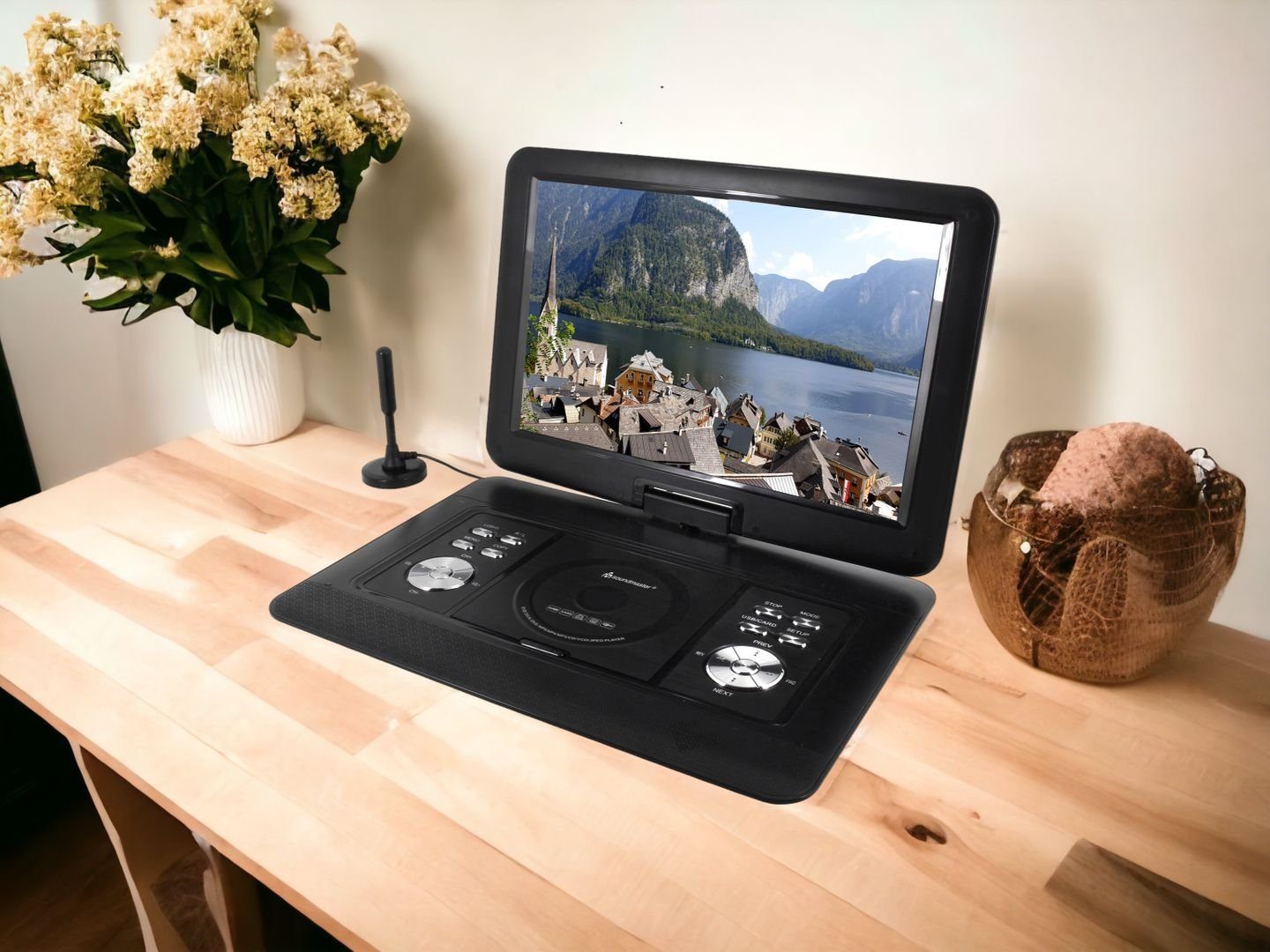 Soundmaster PDB1600SW tragbarer DVD-Player DVB-T2 HD-Tuner 15.4" 300 Spiele DVD-Player